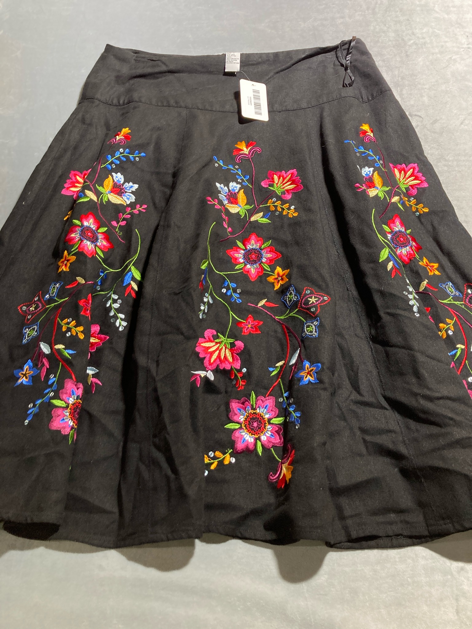 Black Floral Embroidered Skirt