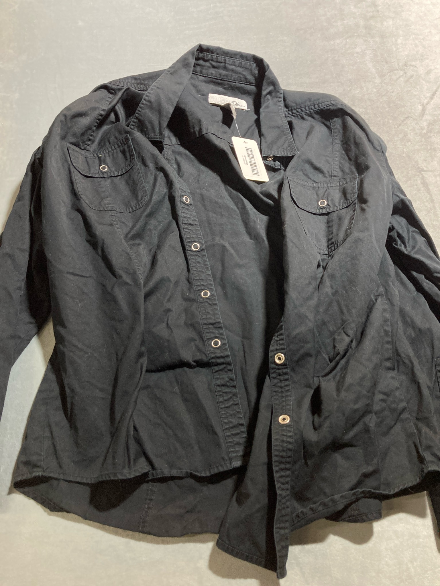 Black Woven Long-Sleeve Shirt