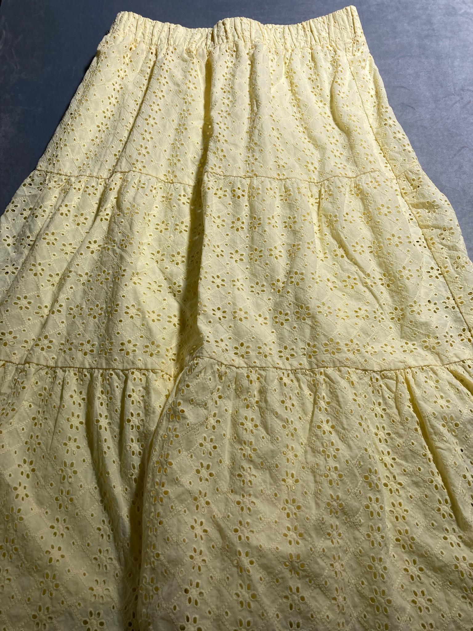 Pale Yellow Embroidered Eyelet Skirt