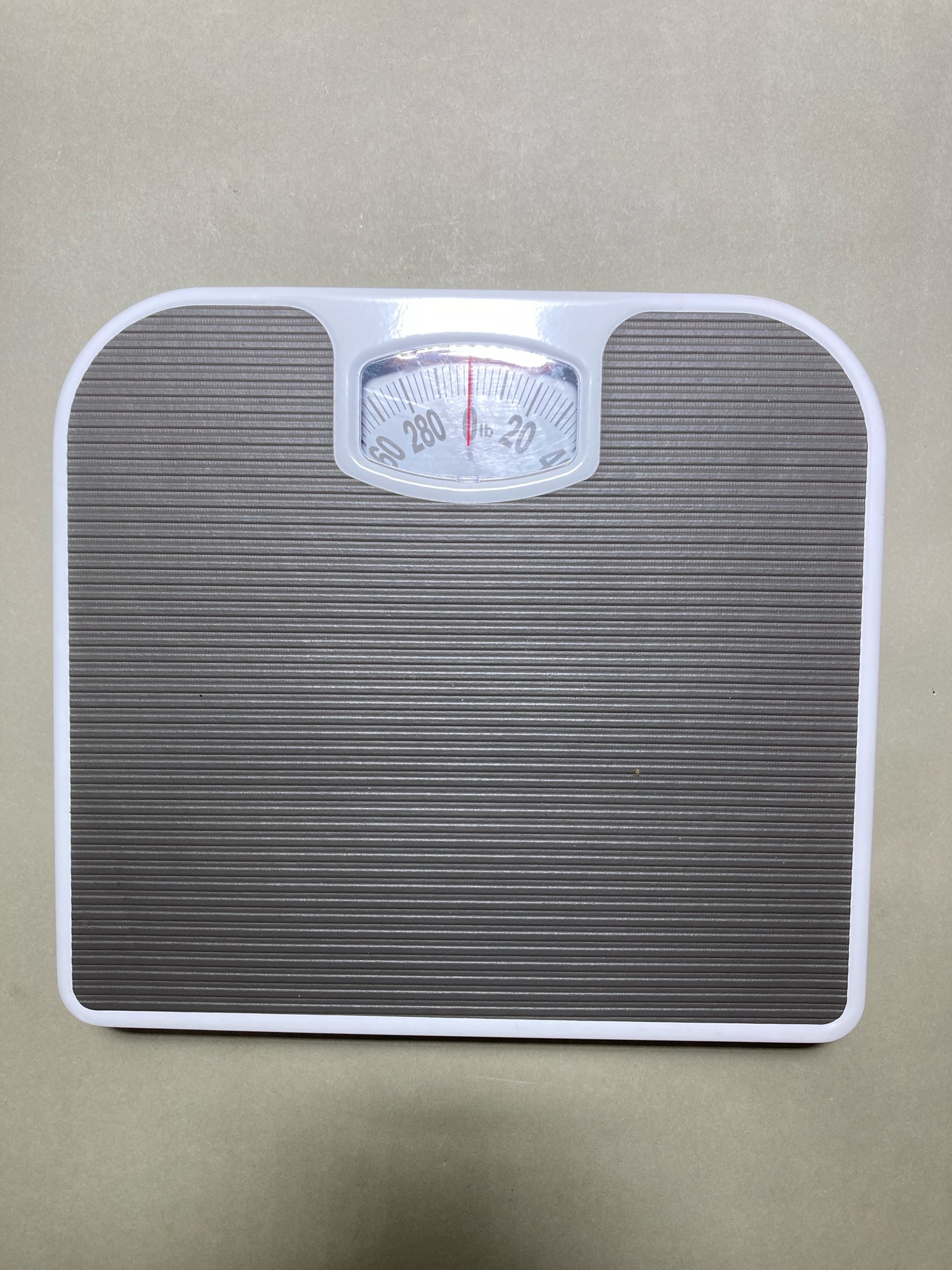 Gray Ribbed Analog Bathroom Scale