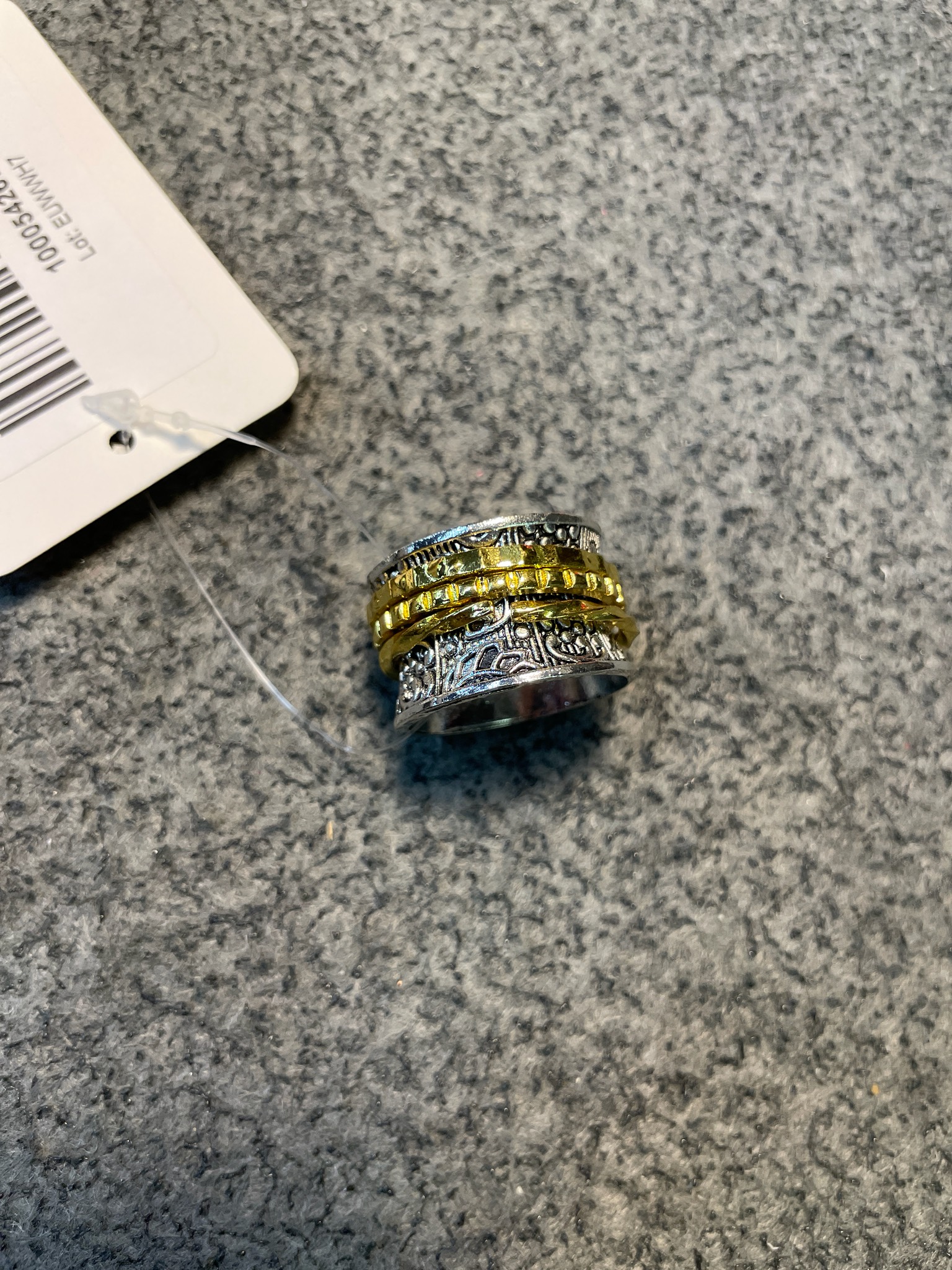Silver Tone and Gold Tone Wide Band Ring