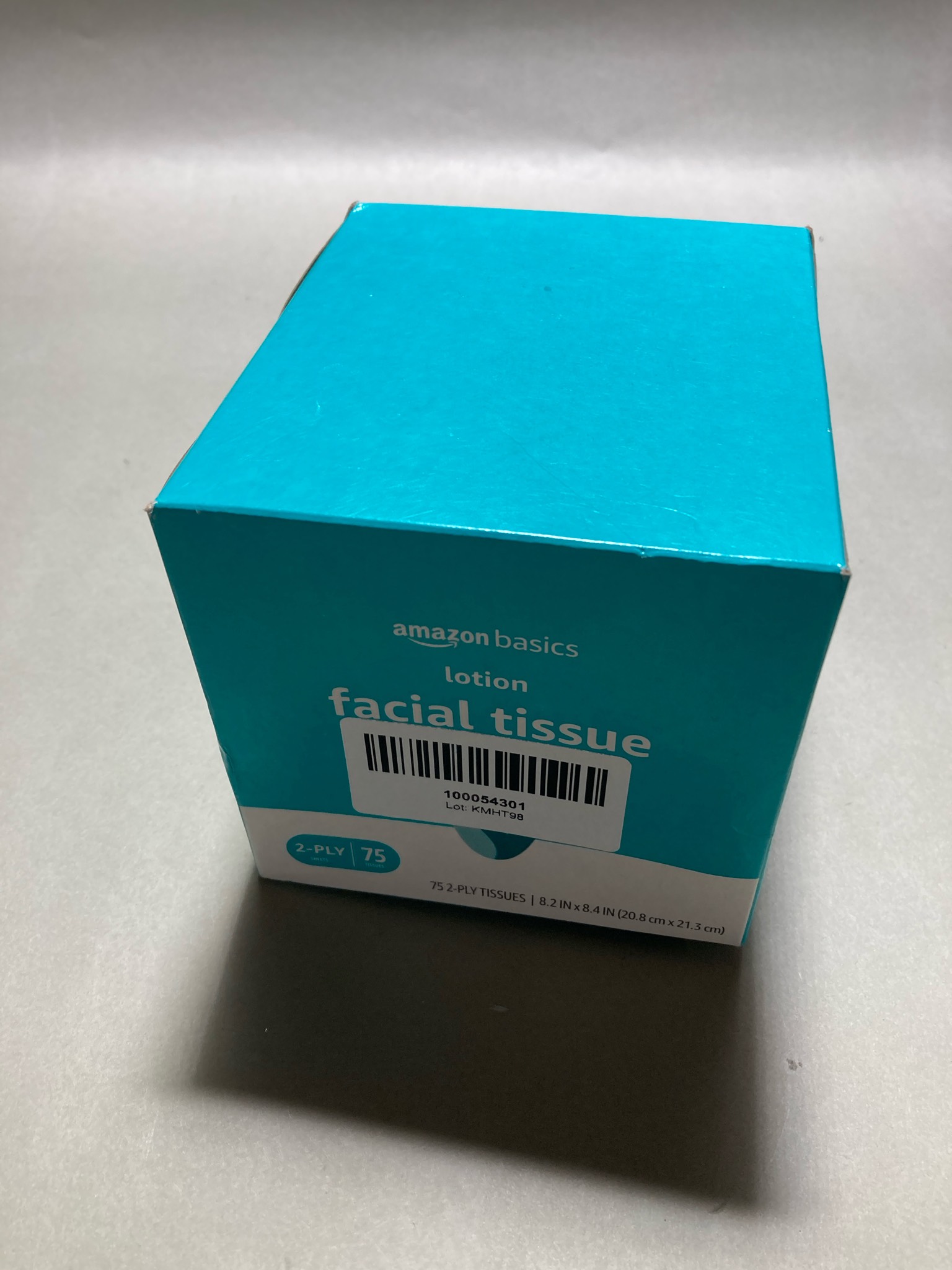 AmazonBasics Teal Lotion Facial Tissue Box Size 75 count
