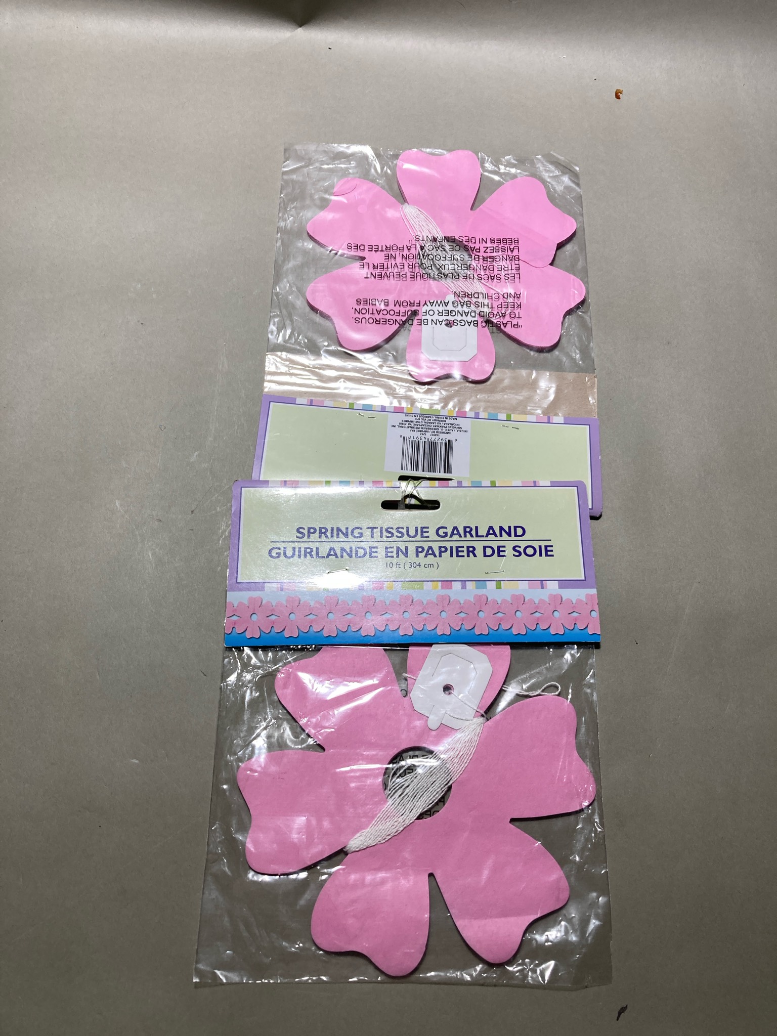 Pink Flower Tissue Garland Size 10 ft ( 304 cm )