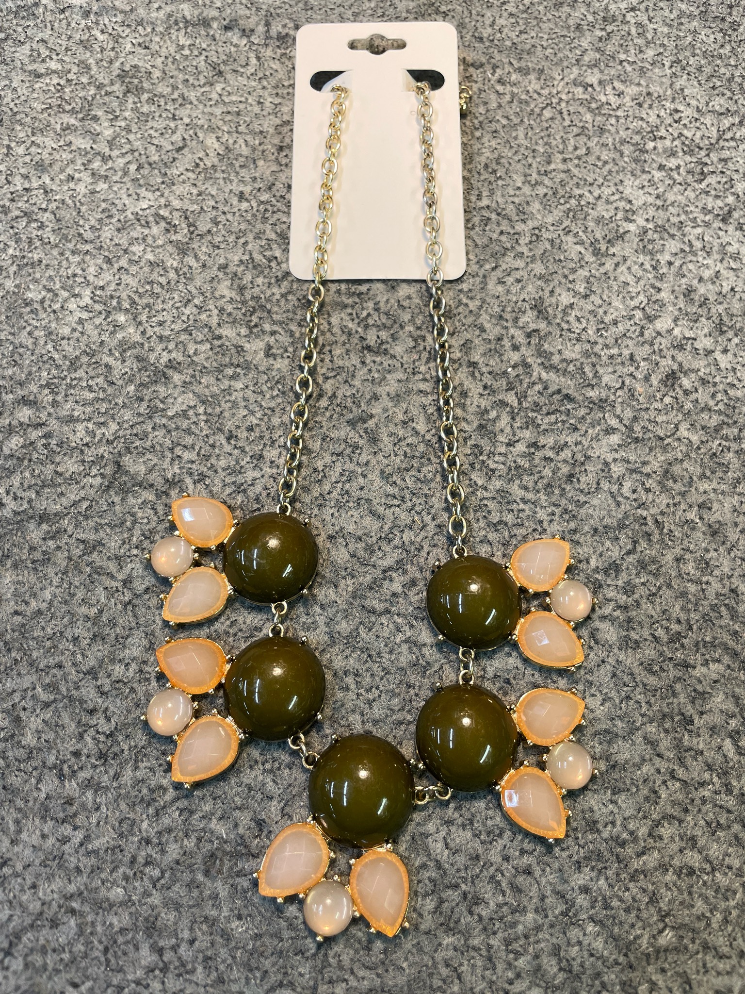 Olive Green Multi-Stone Bib Necklace
