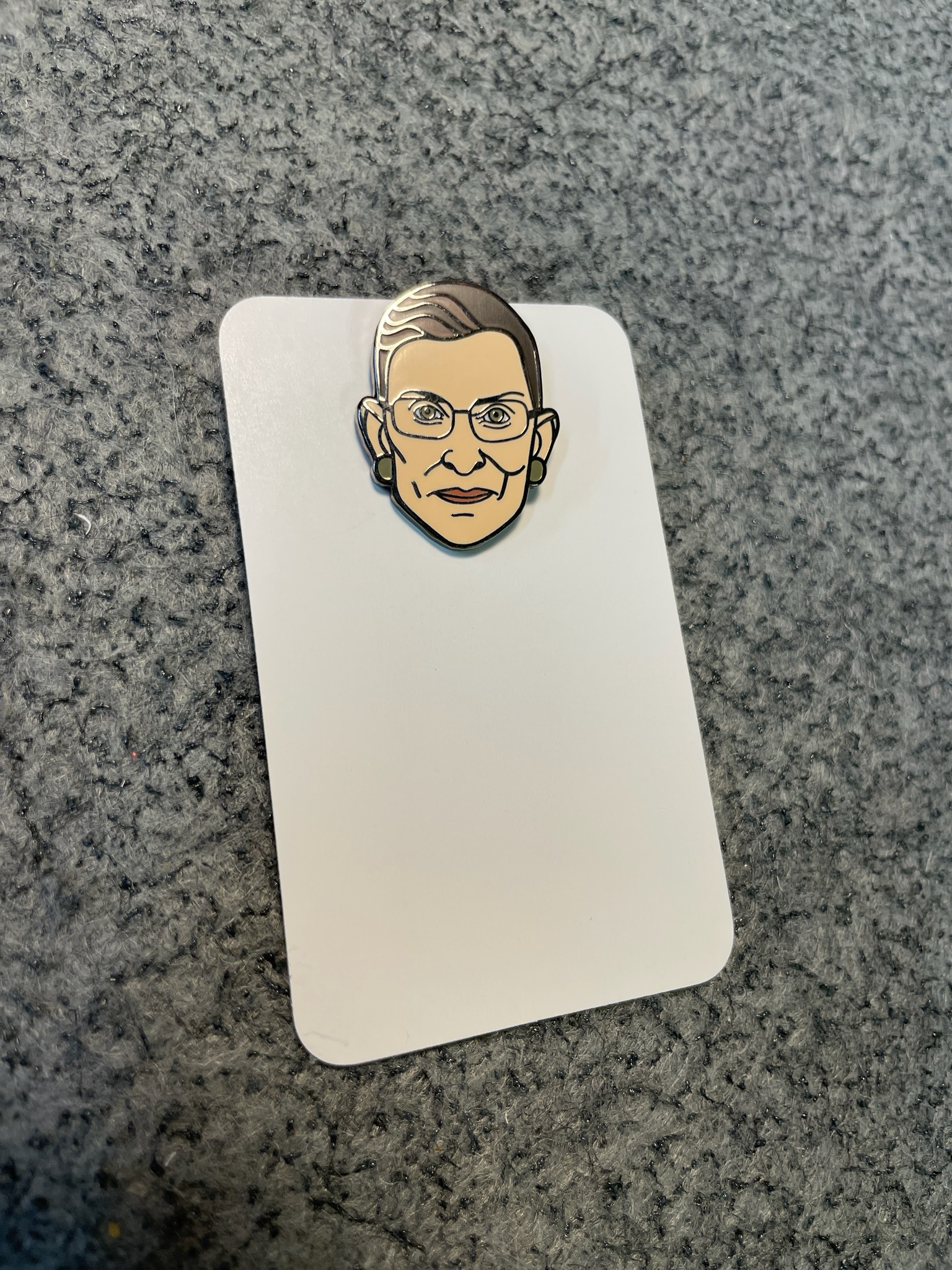 Cream Enamel Portrait Lapel Pin
