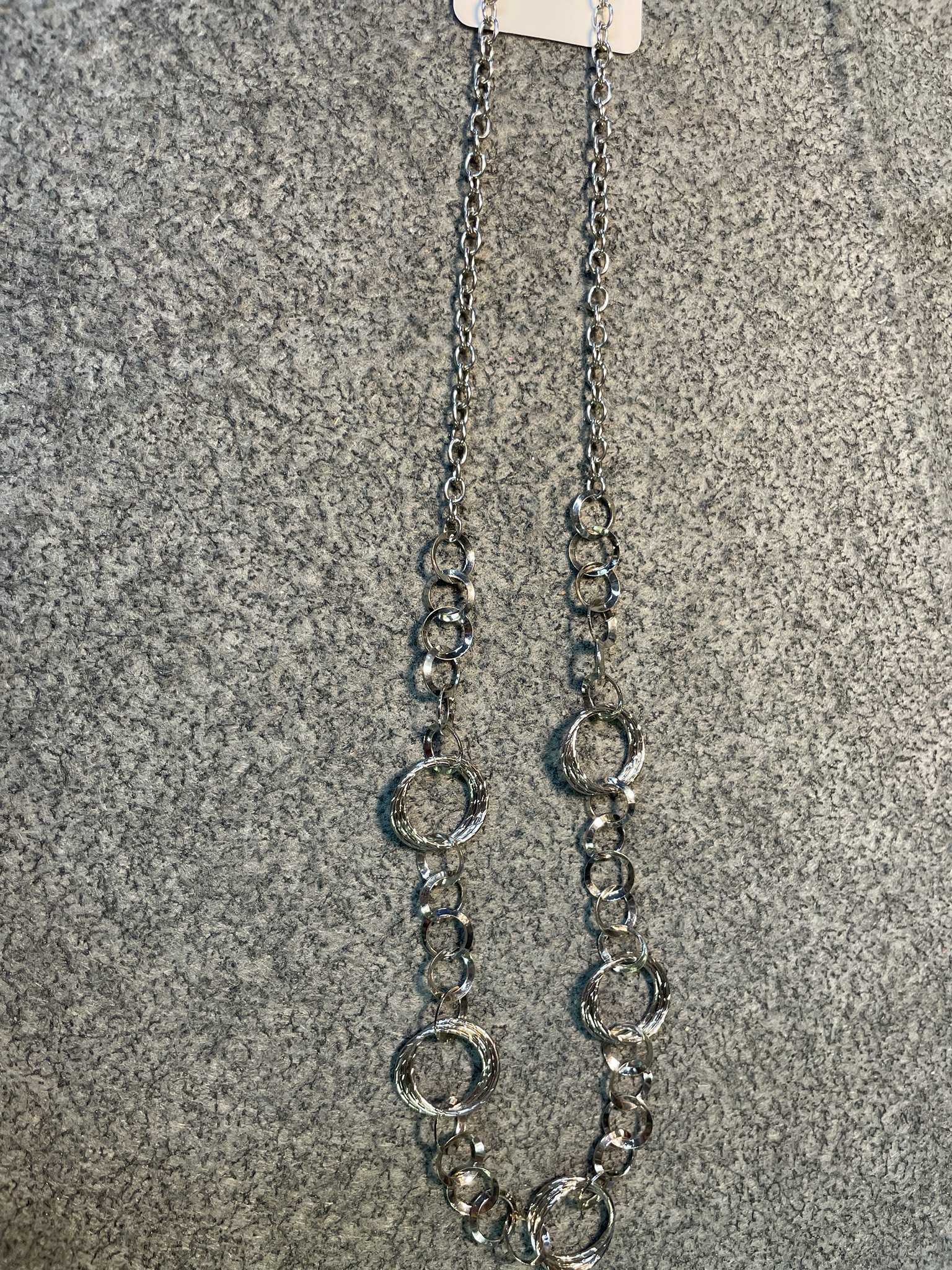 Silver Tone Long Link Chain Necklace