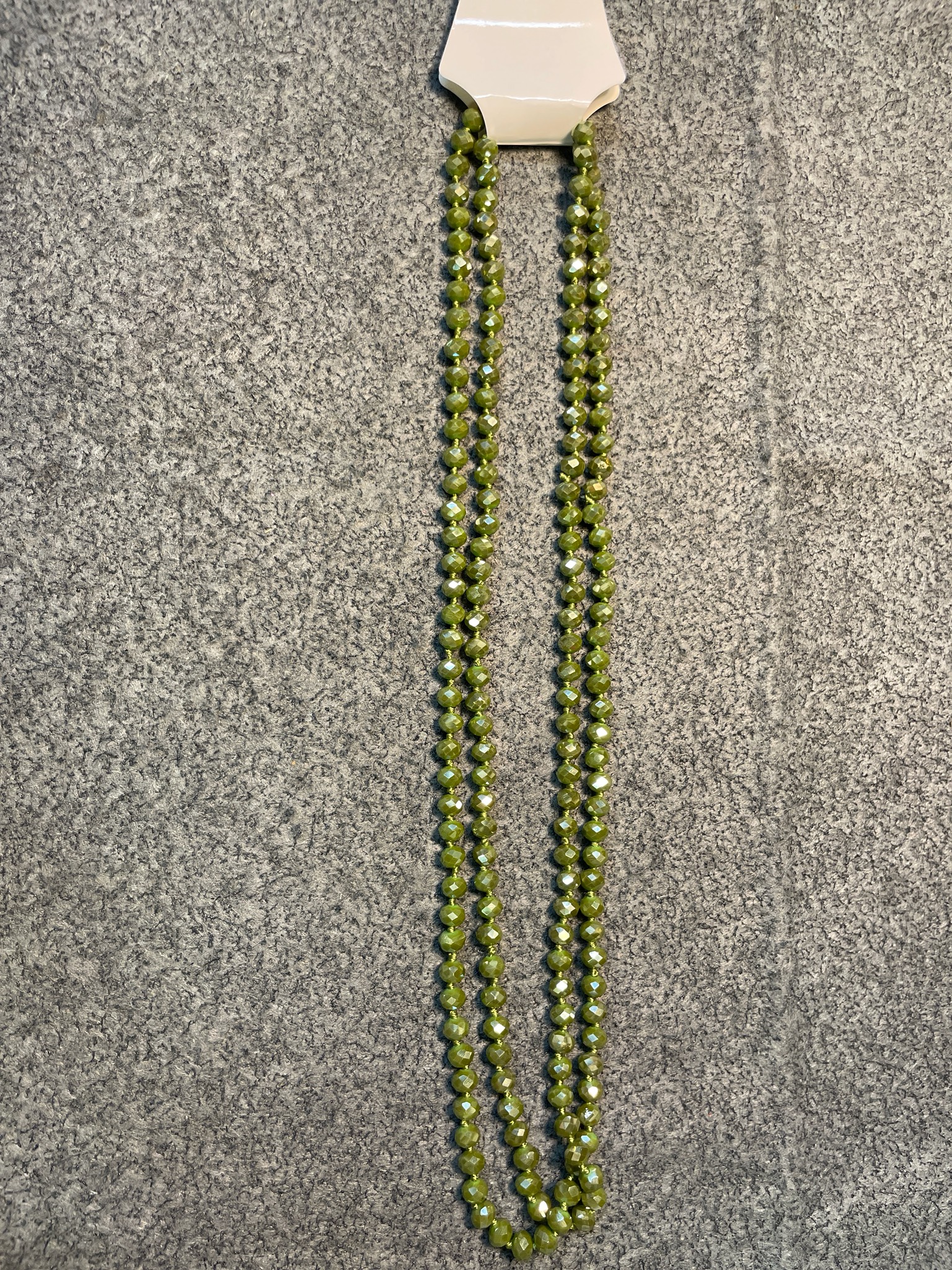 Olive Green Faceted Bead Necklace