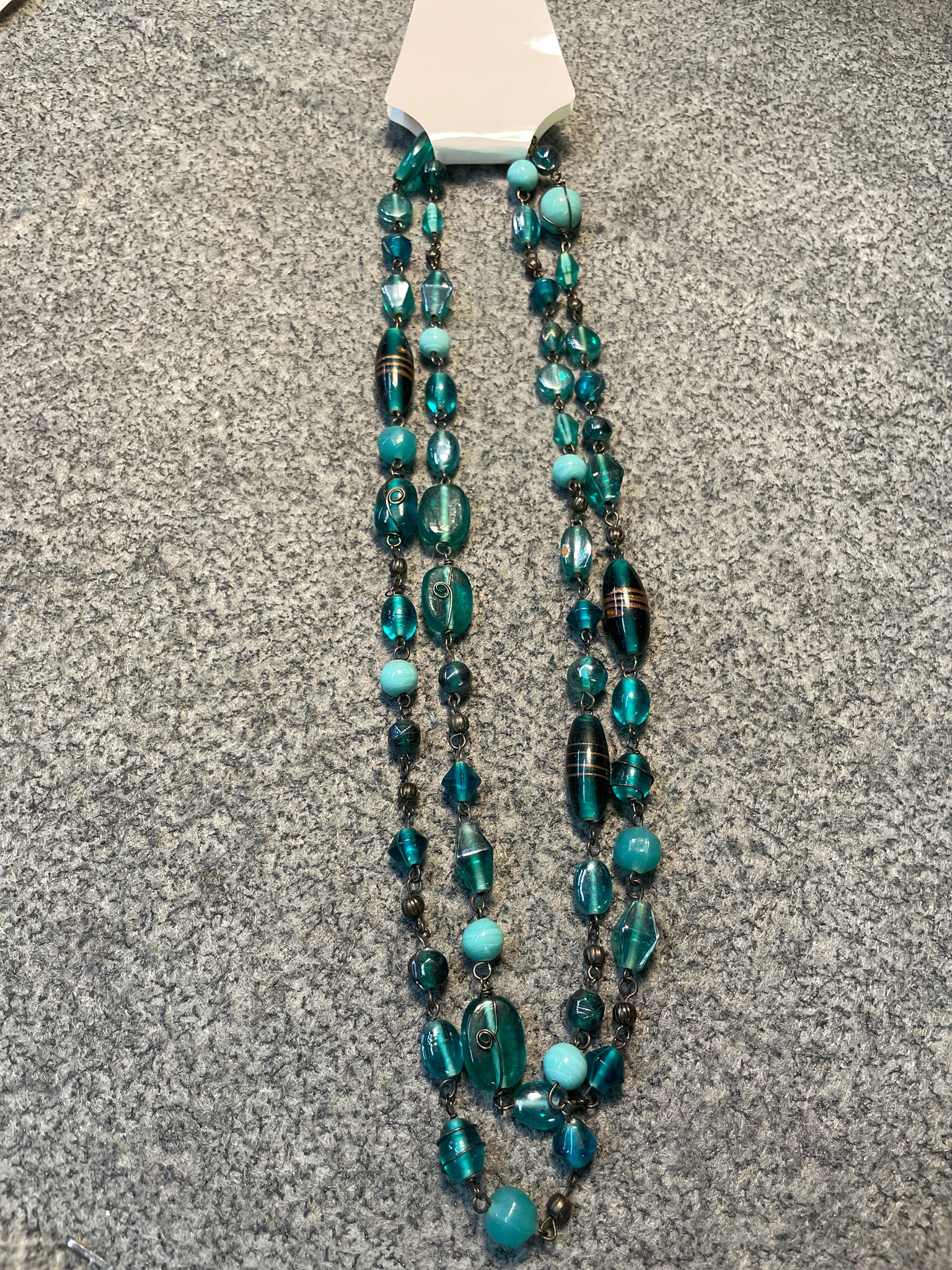 Teal Two-Strand Beaded Necklace