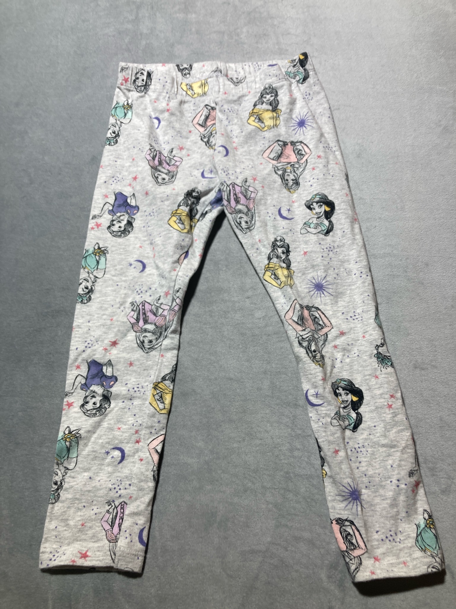 Disney Light Heather Gray Princess Print Cotton-Blend Leggings Size Size 5