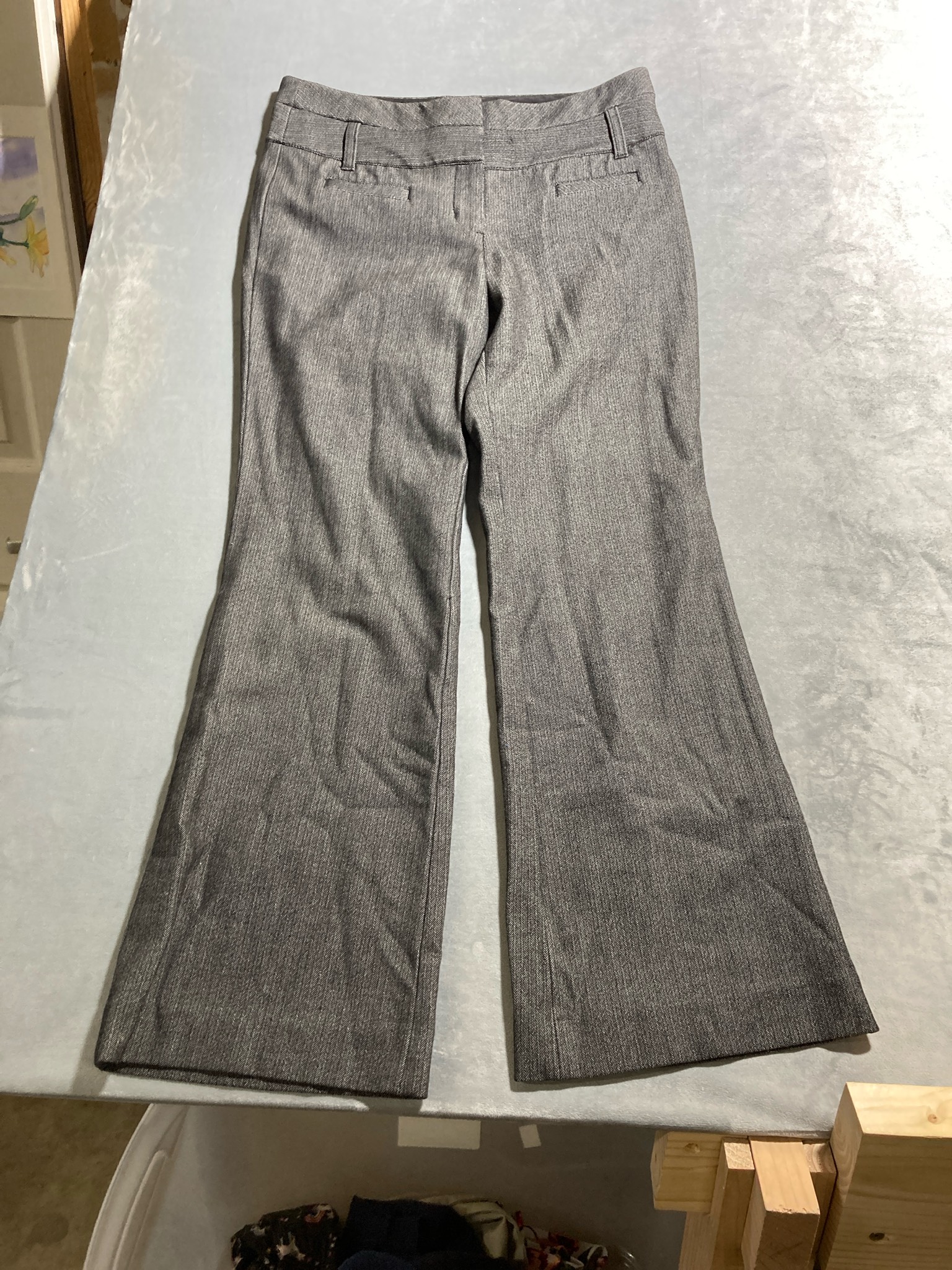 Express Gray Herringbone Woven Dress Pants
