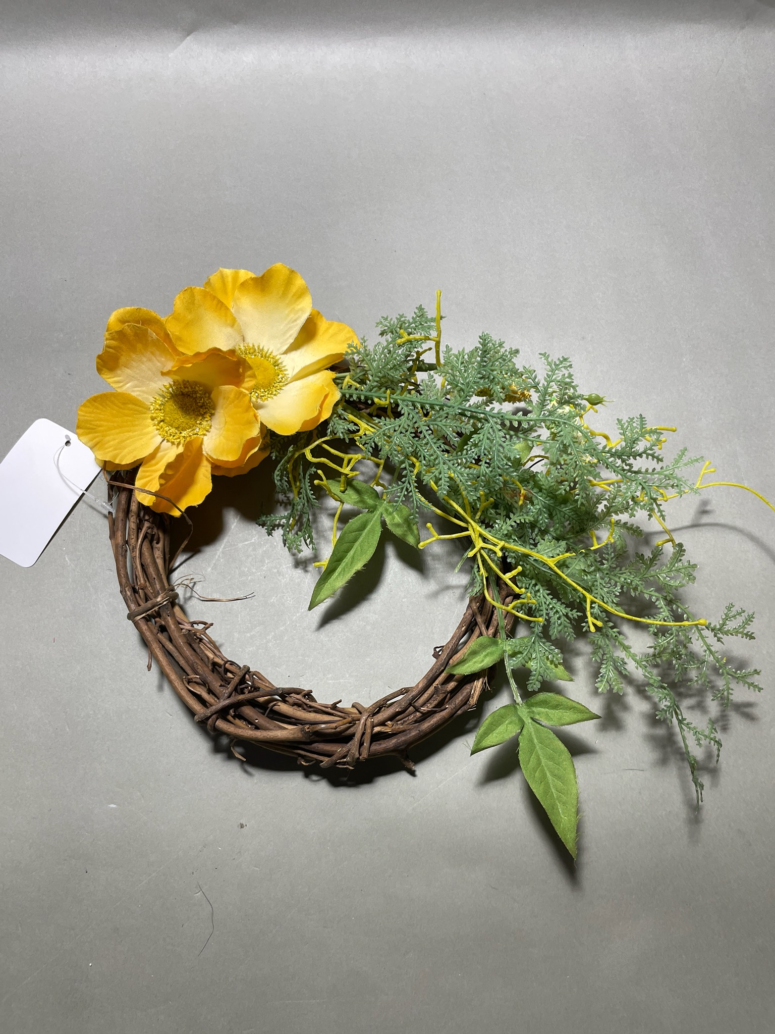 Yellow Grapevine Floral Wreath