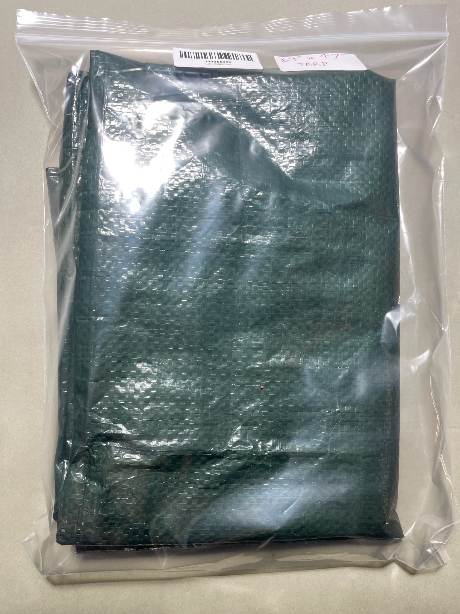 Dark Green Woven Plastic Tarp Size 69" x 47"
