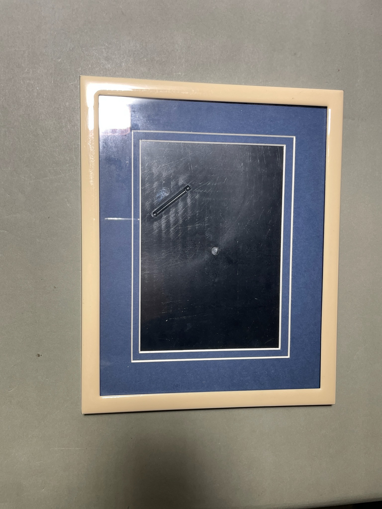 Cream Frame Navy Double Mat Photo Frame