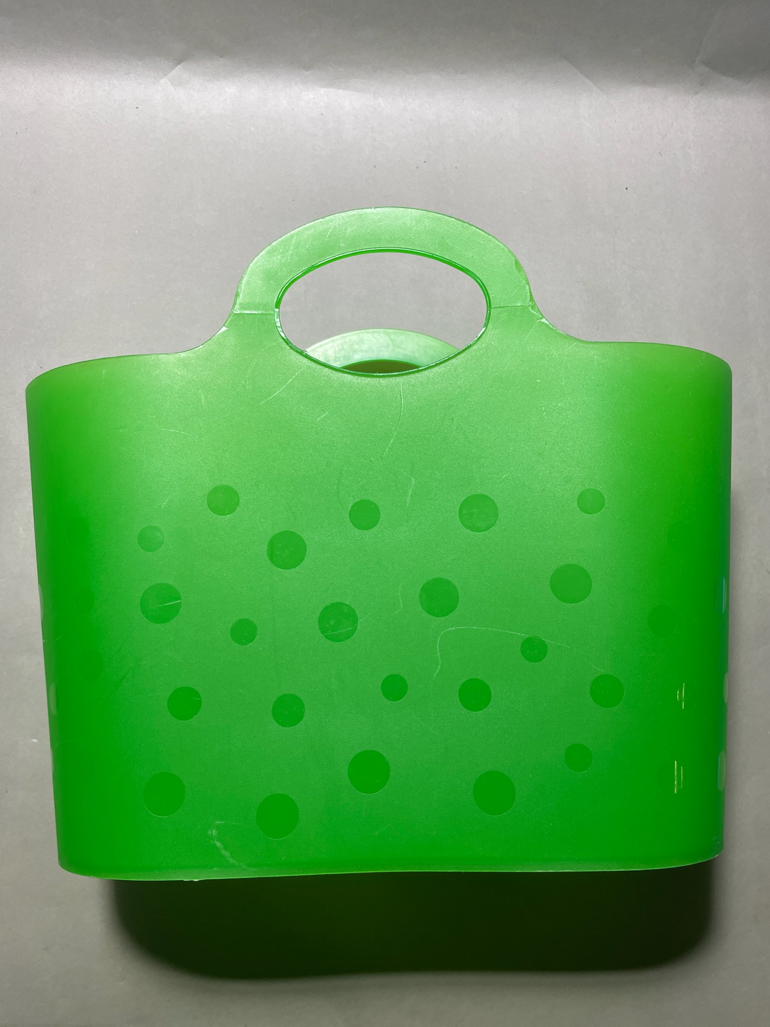 Bright Green Polka Dot Plastic Tote