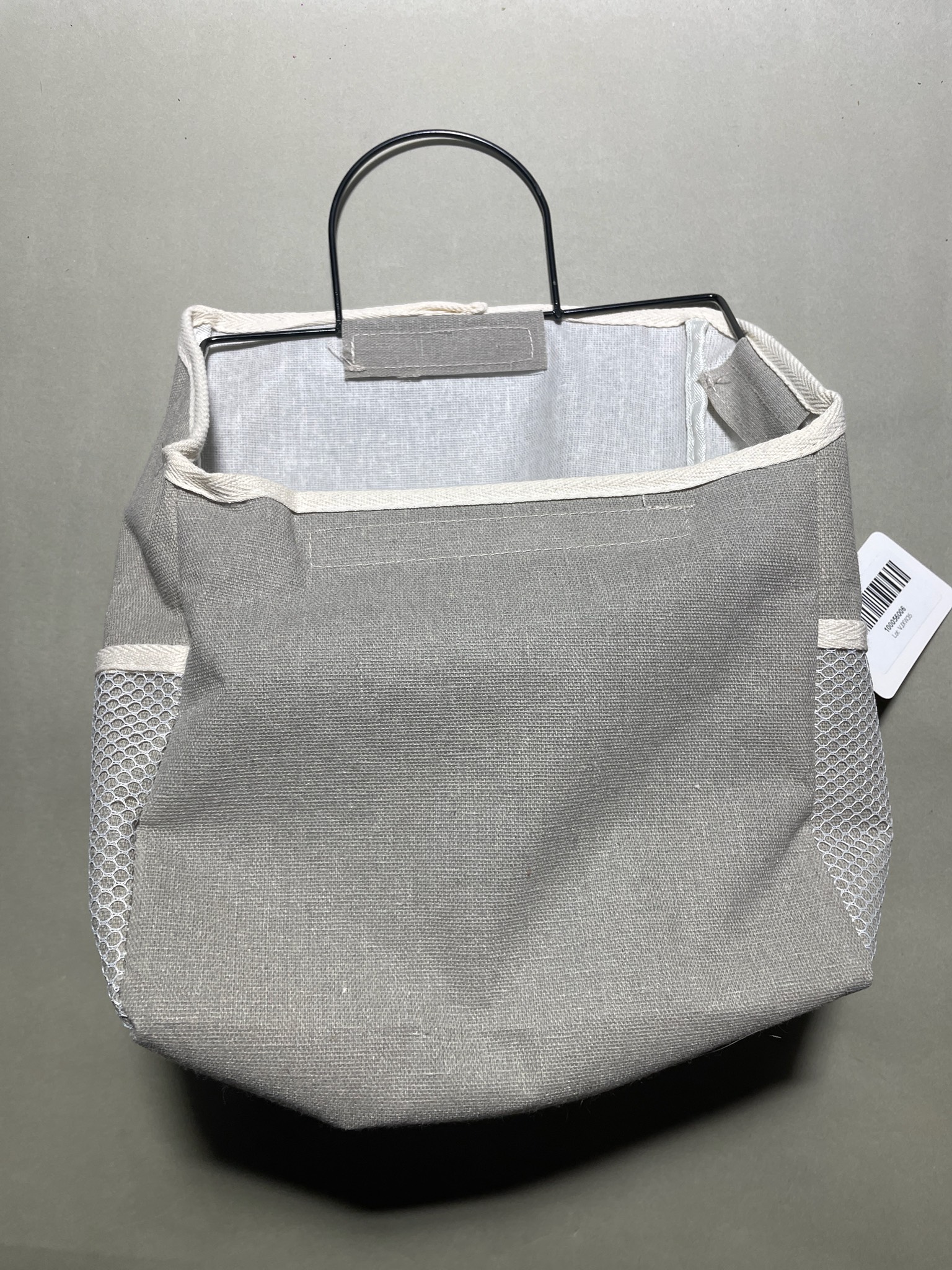 Light Gray Linen-Look Hanging Storage Bin