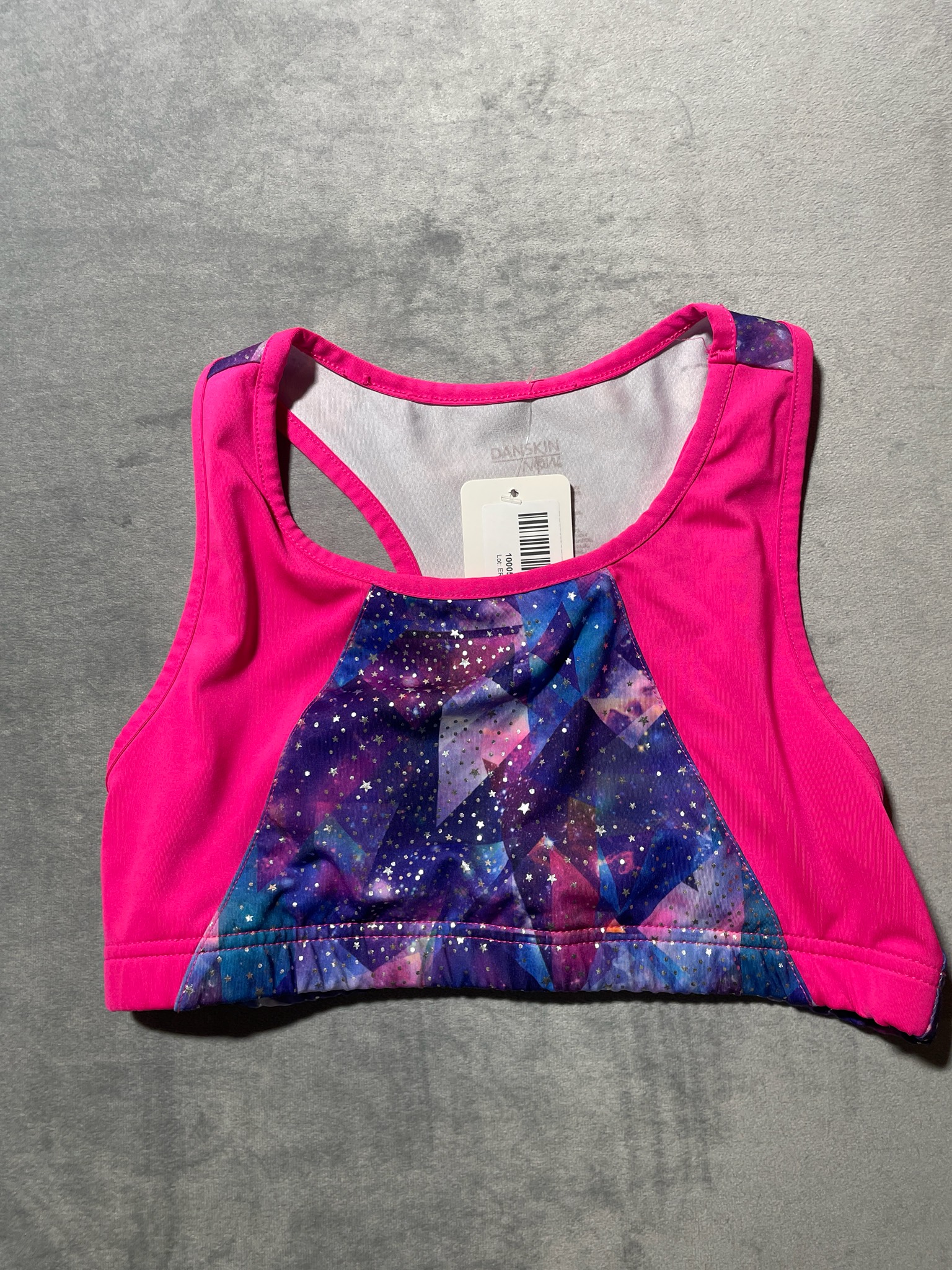 Danskin Now Hot Pink Galaxy Print Stretch Knit Sports Bra size XL