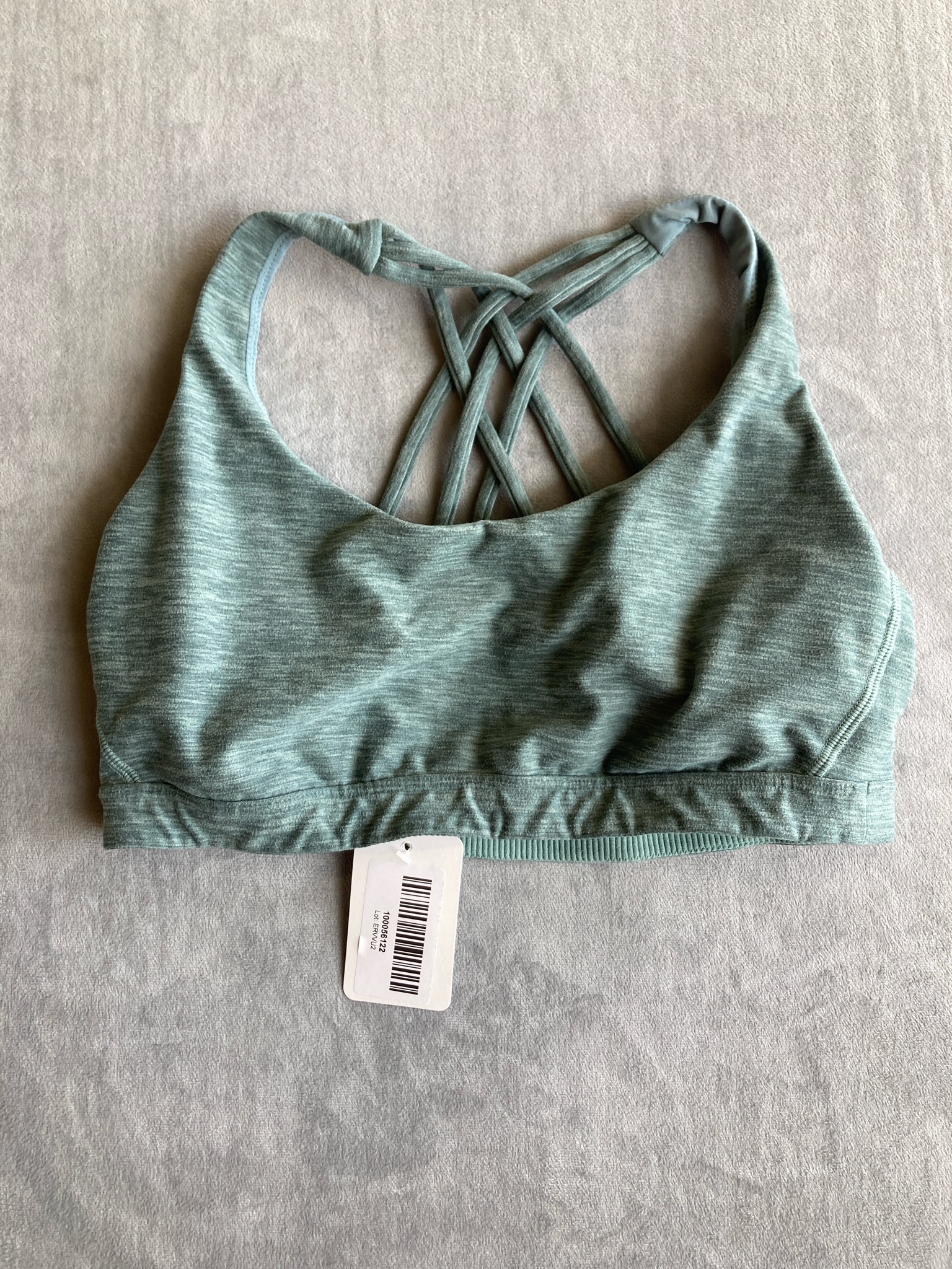 Sage Green Heathered Stretch Knit Sports Bra