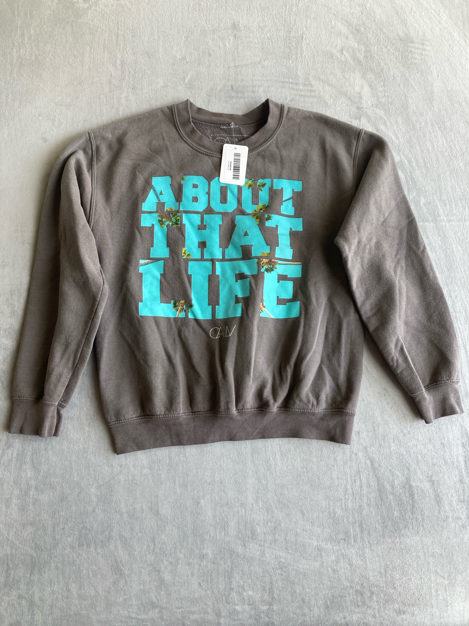 California Love Faded Brown Cotton Polyester Crewneck Sweatshirt Size Small
