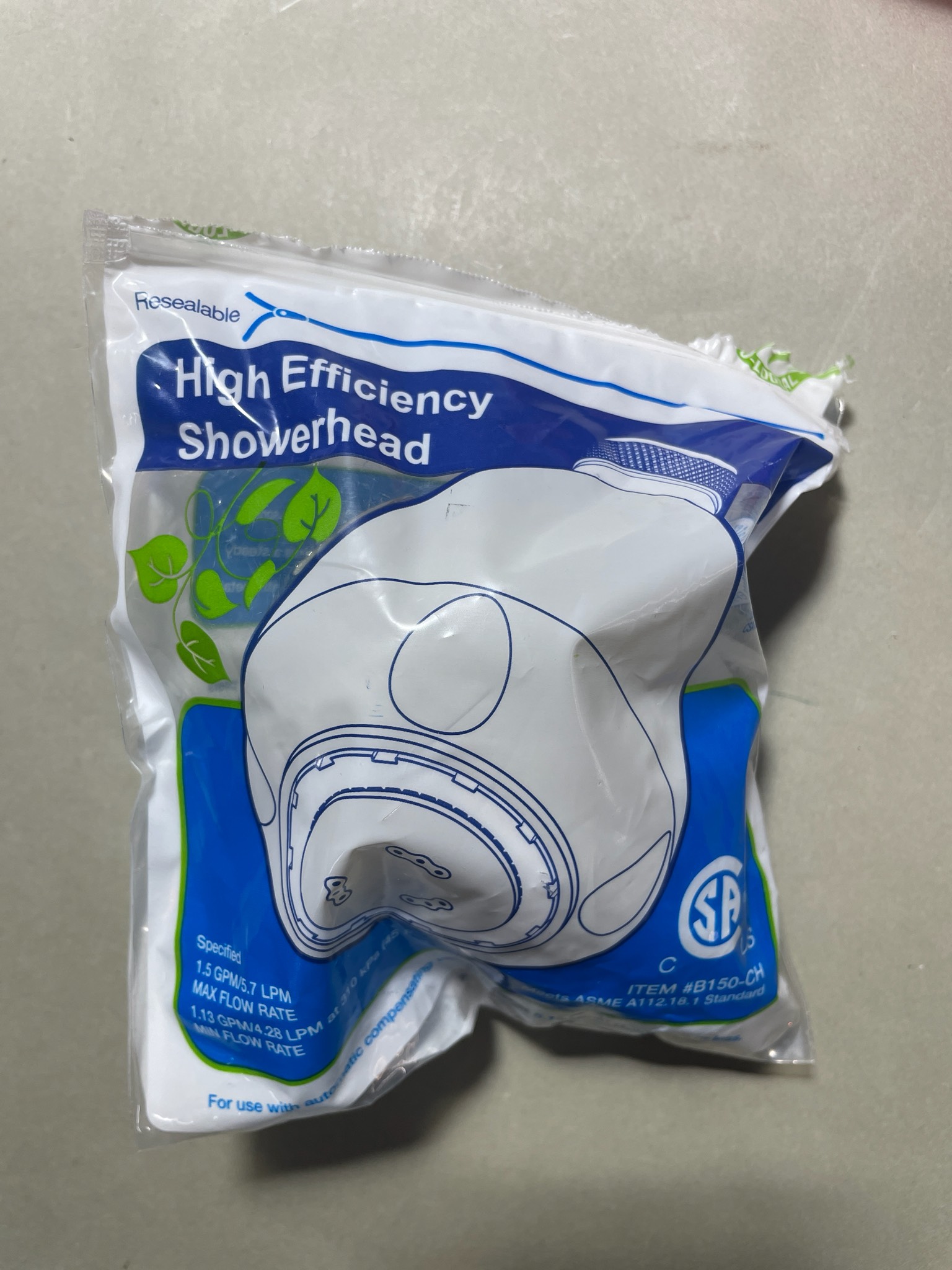 BITS Smart Strip, LLC White High Efficiency Showerhead