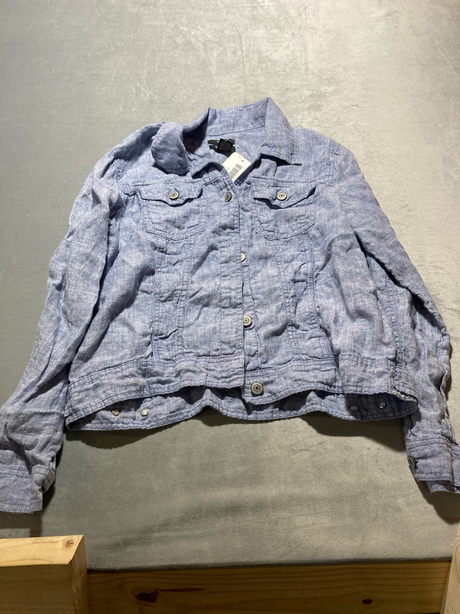 Jones New York Light Blue Linen Jacket Size Large