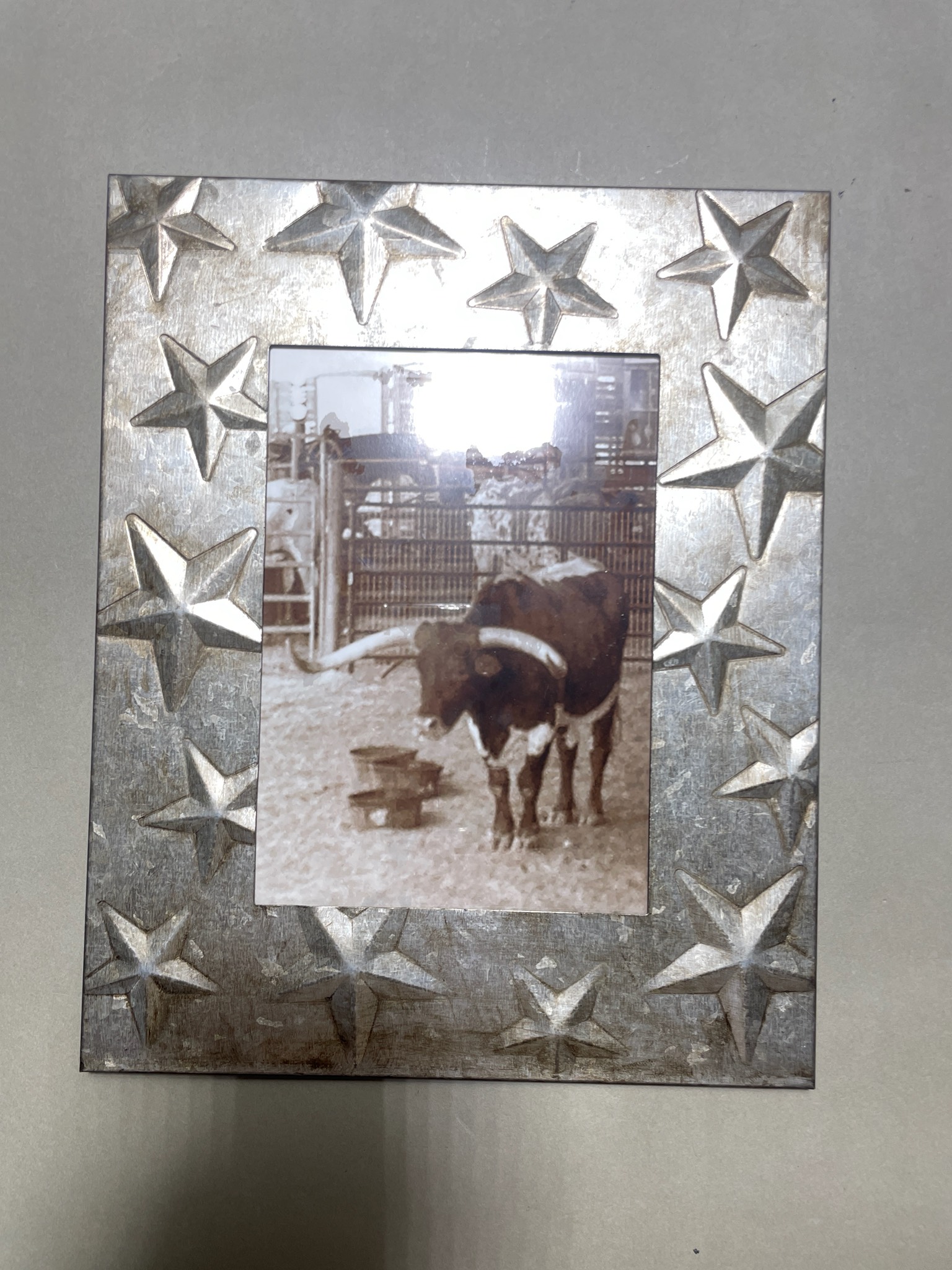 American Photo Frame Silver Star-Embossed Photo Frame