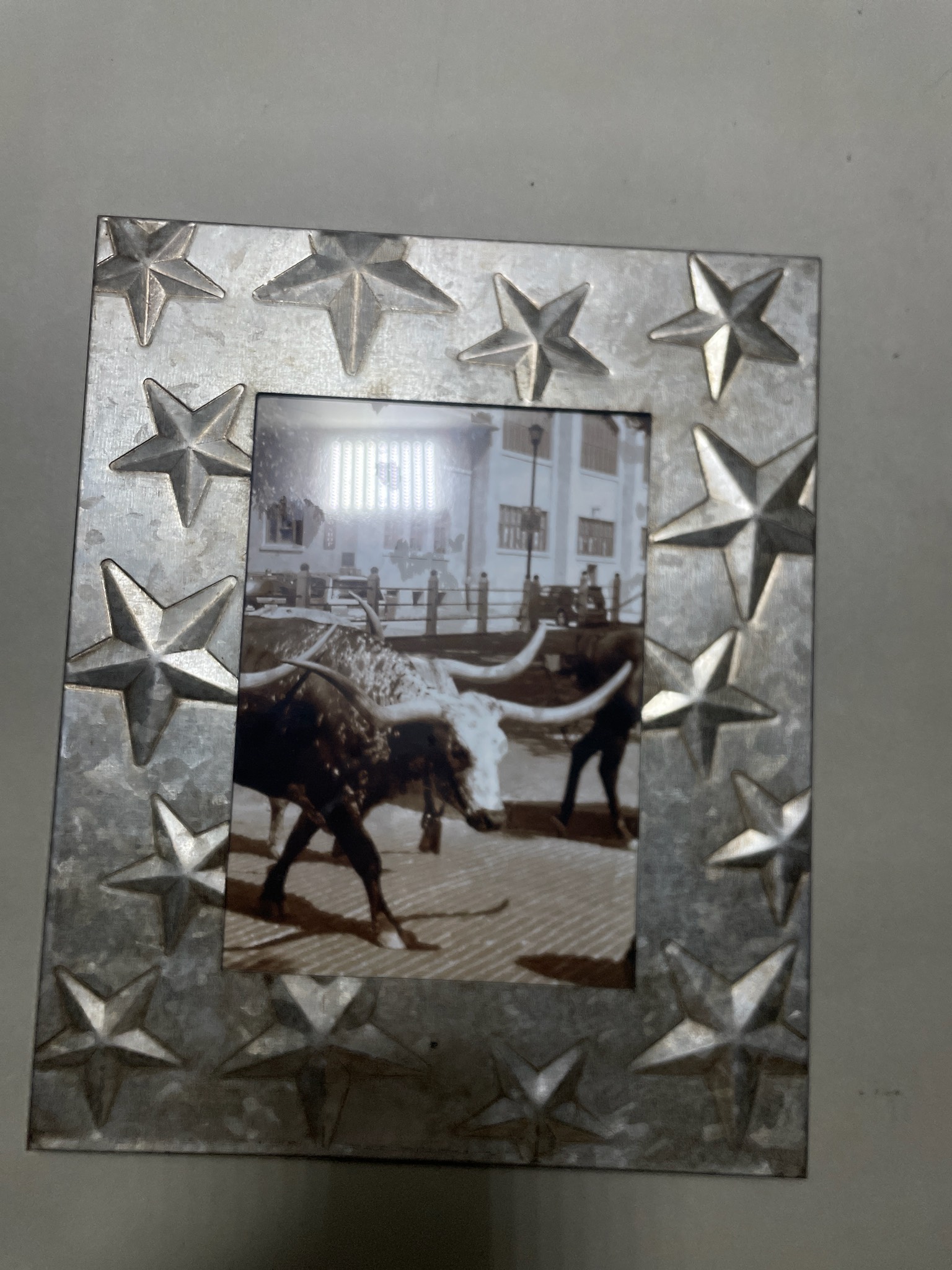 Silver Hammered Metal Photo Frame
