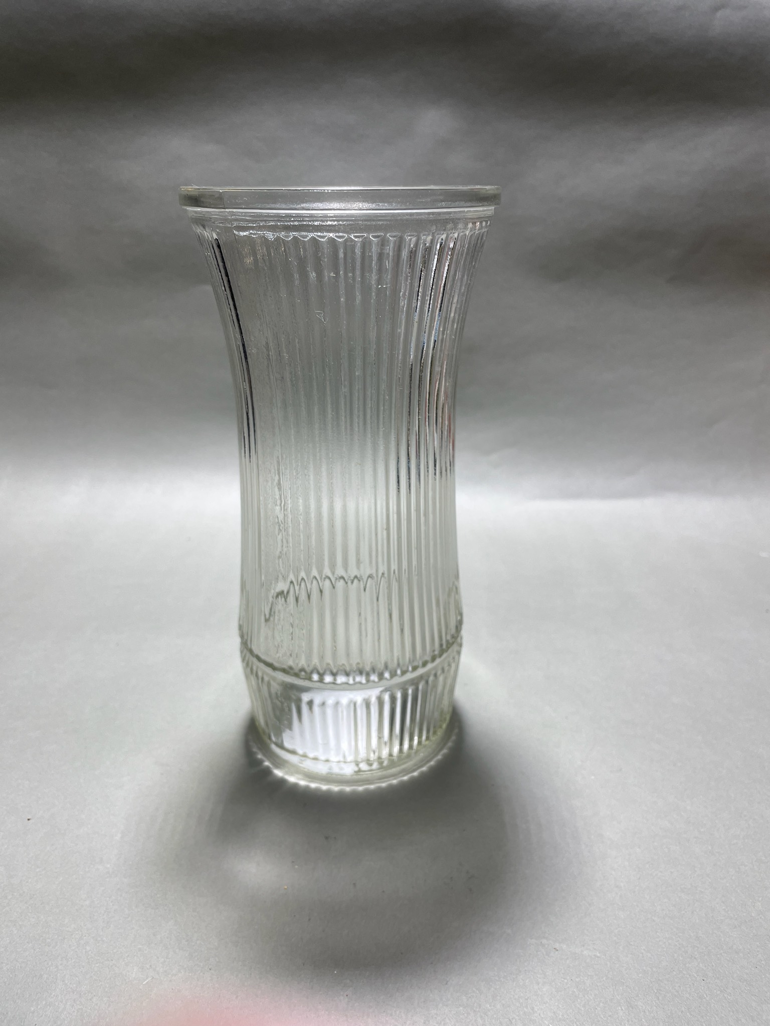 Clear Ribbed Glass Vase