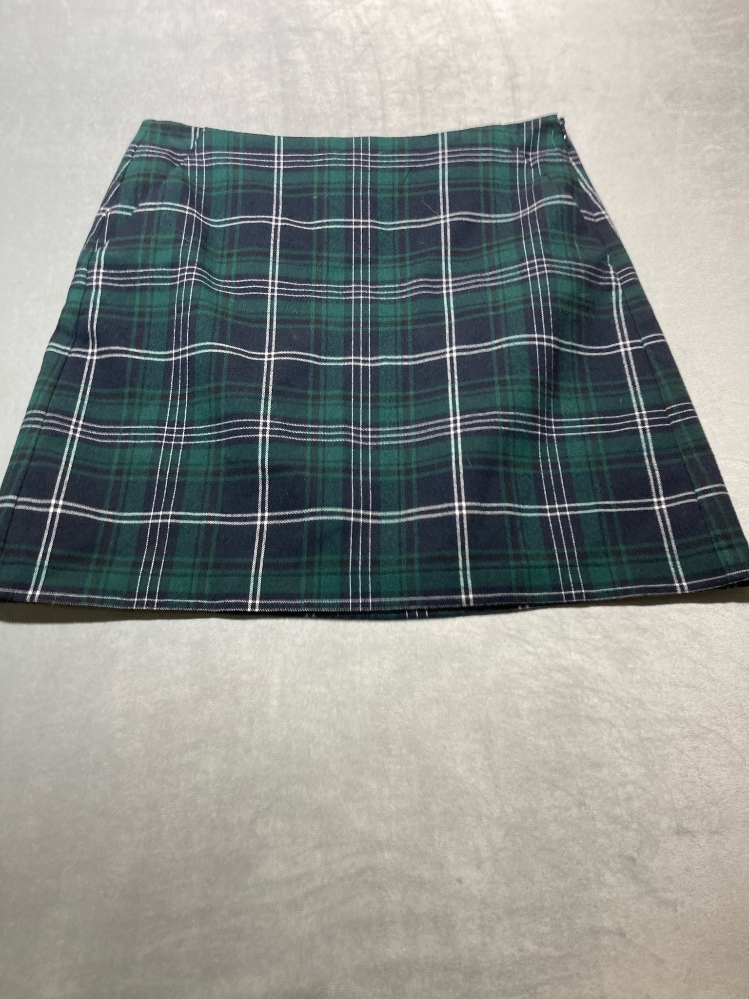 LOFT Dark Green Navy Tartan Woven Skirt Size 8