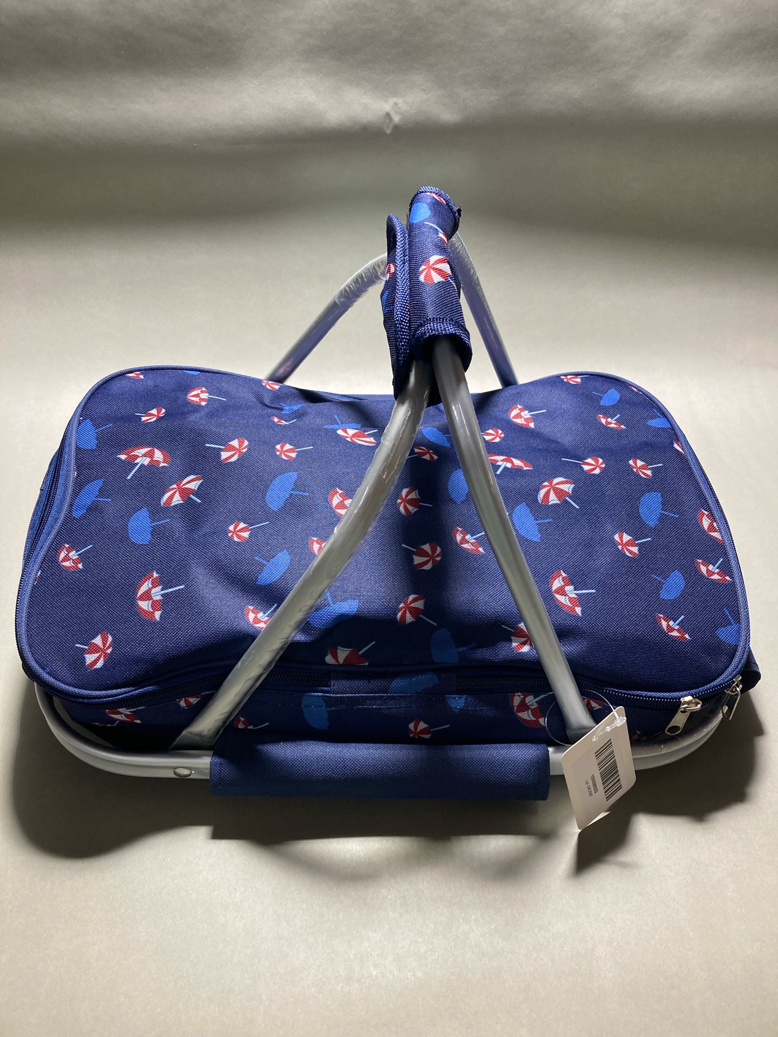 Navy Umbrella Print Folding Tote