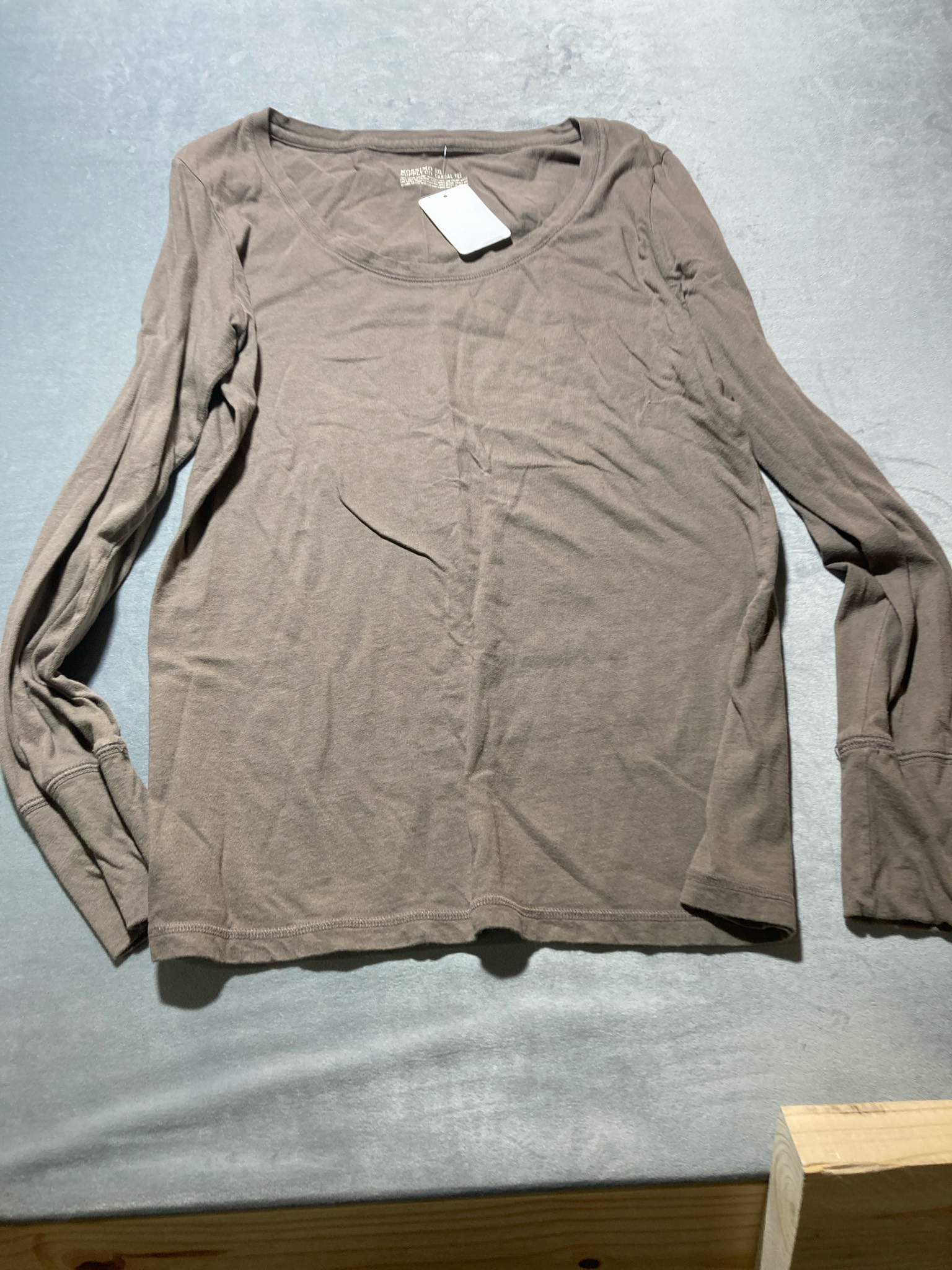 Taupe Jersey Knit Long Sleeve T-Shirt