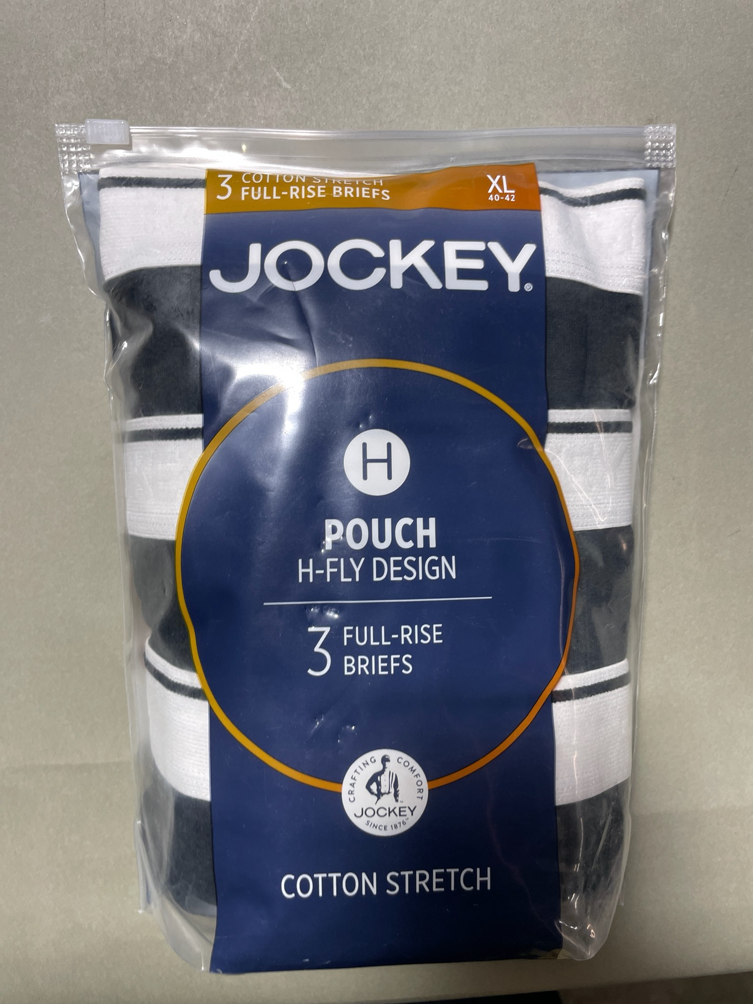 Jockey Black and White Striped Cotton Stretch Briefs Size XL