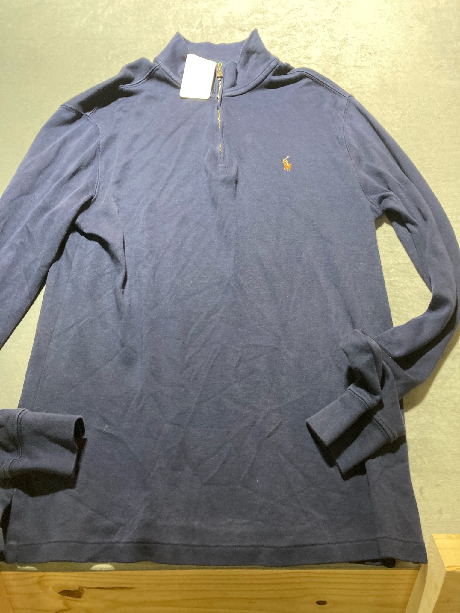 Polo Ralph Lauren Navy Sweatshirt Knit Quarter-Zip Pullover Size XL/TG (18-20)