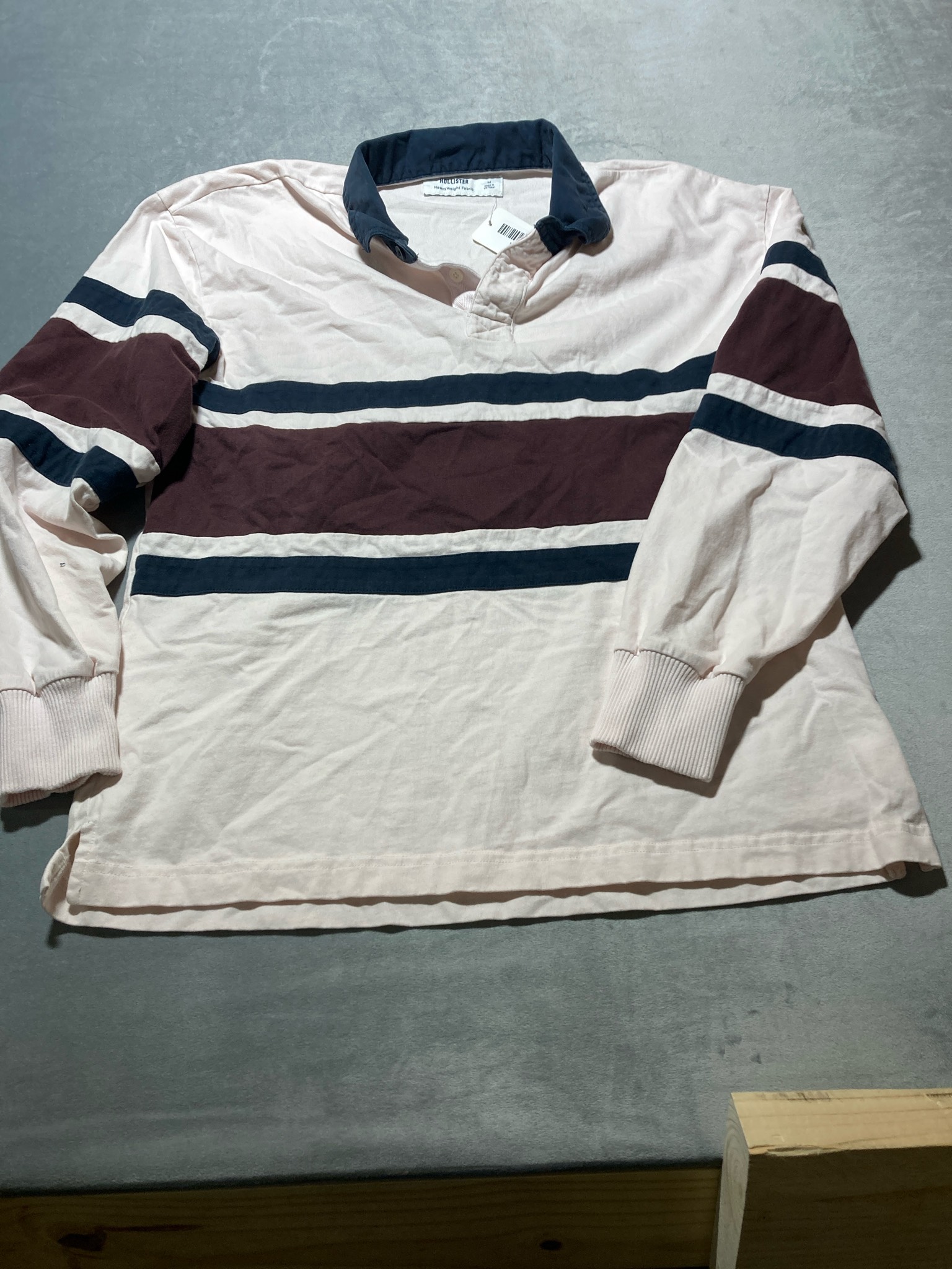 Hollister Light Pink Striped Rugby Shirt Size M