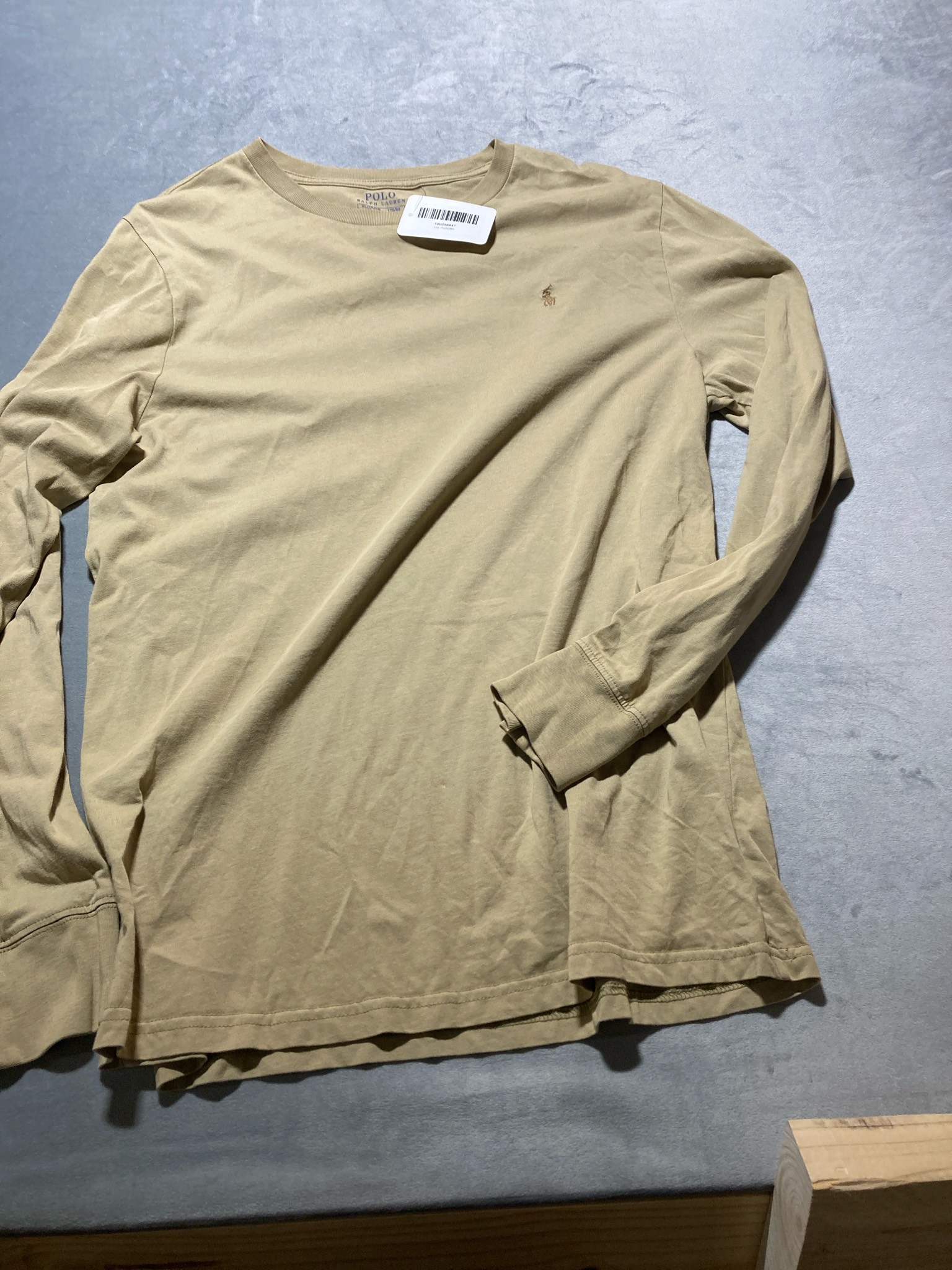 Polo Ralph Lauren Tan Cotton Knit Long Sleeve Shirt Size XL/TG/EG (18-20 / 170/88)