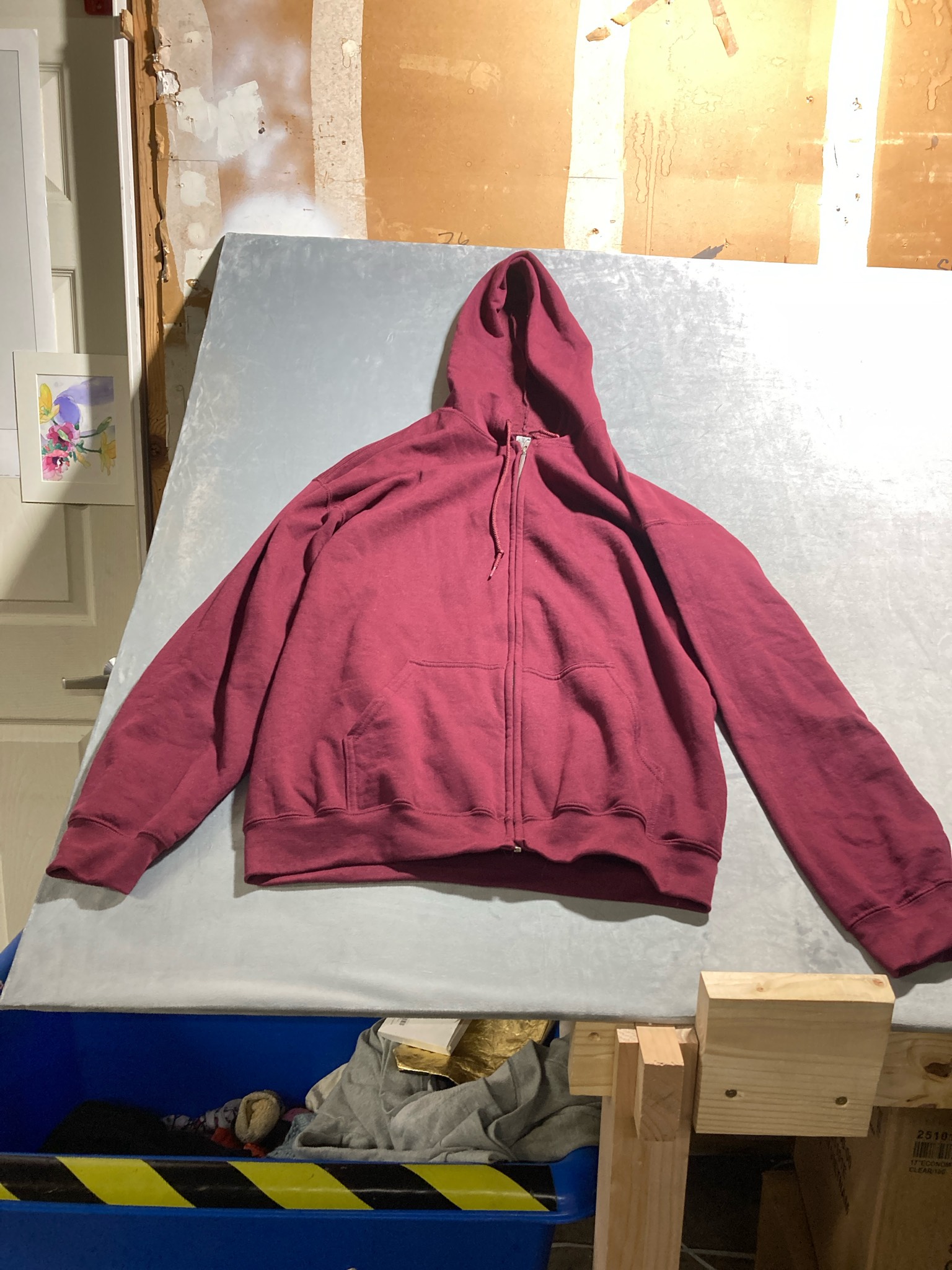 Gildan Burgundy Cotton Blend Full-Zip Hoodie Size XL