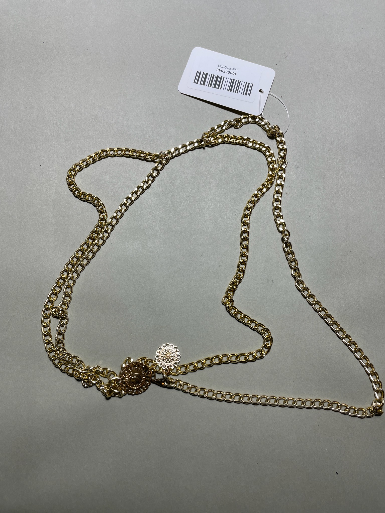 Gold Tone Filigree Medallion Necklace