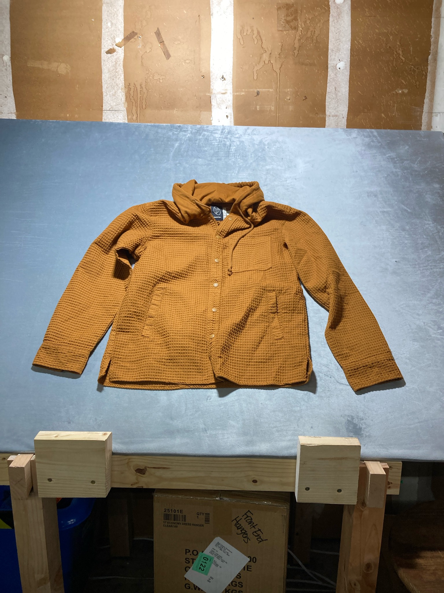 Original User Mustard Waffle Knit Hooded Jacket Size M