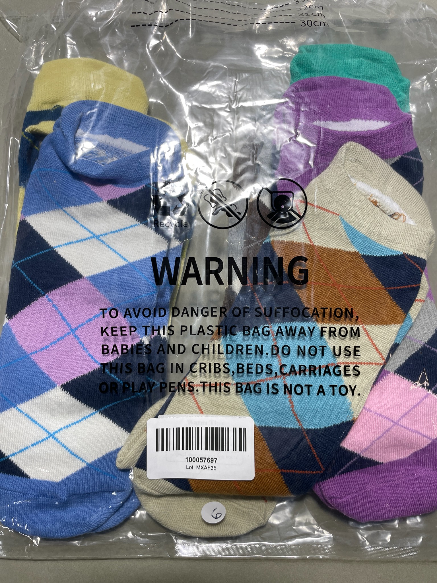 Assorted Argyle Knit Ankle Socks Size Size 6