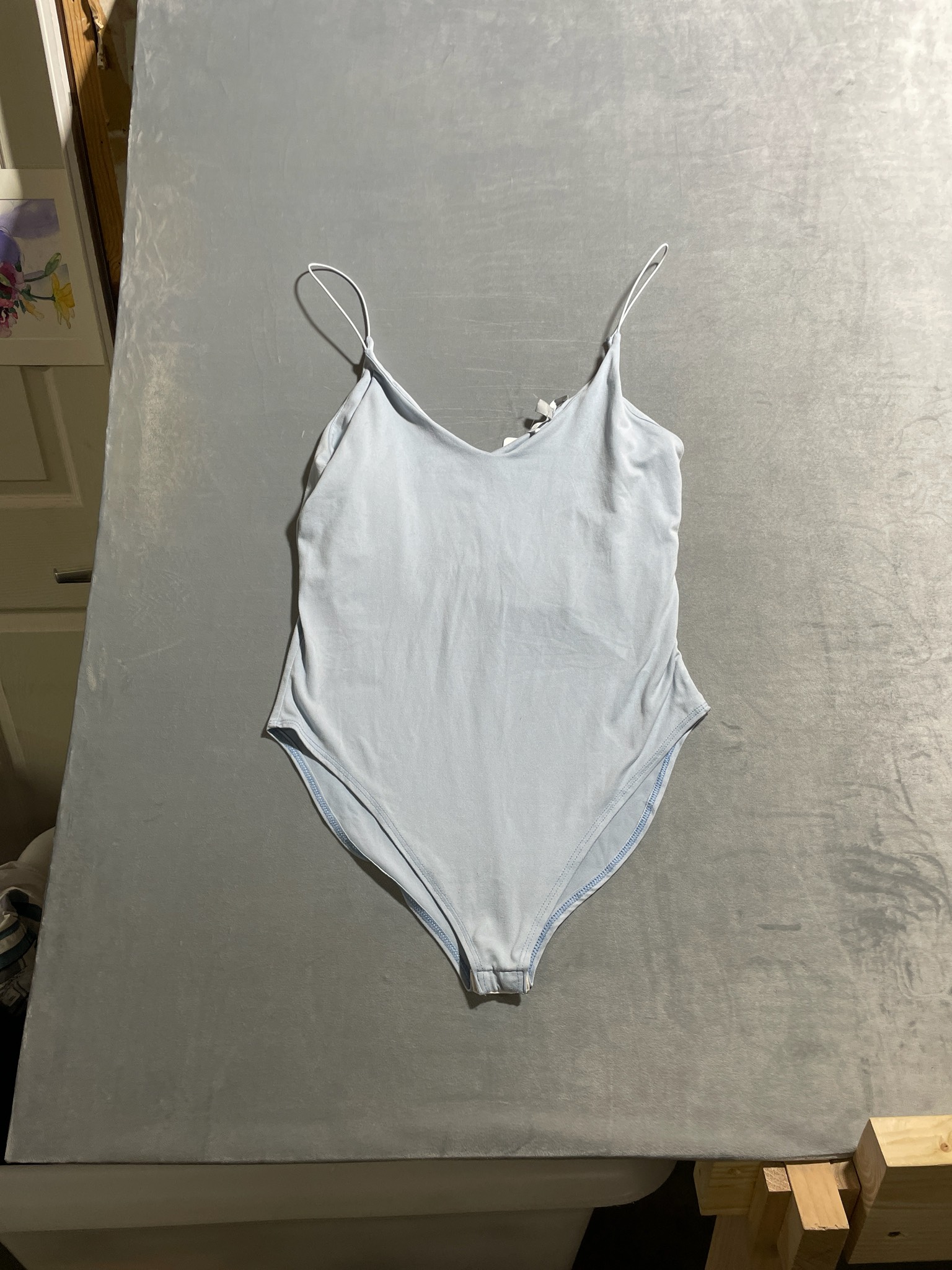 gaze Light Blue Stretch Jersey Bodysuit Size L