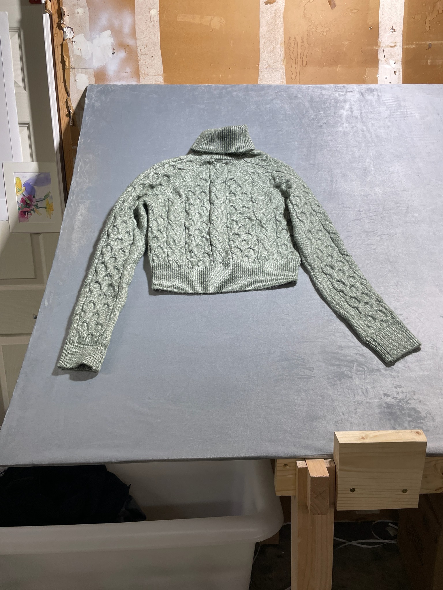 Forever 21 Sage Green Fuzzy Knit Turtleneck Sweater Size M