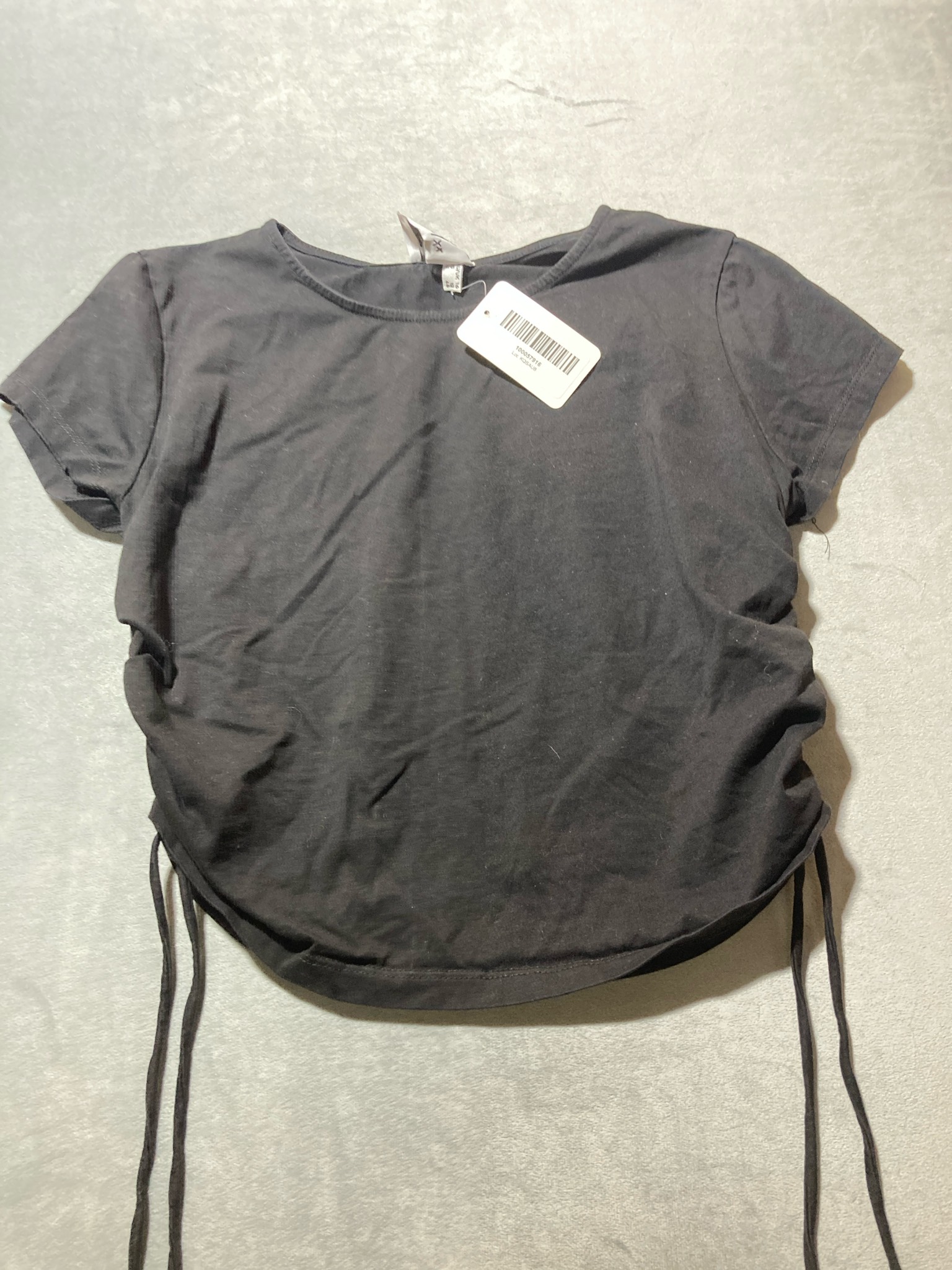 Black Knit Jersey Cropped Short Sleeve Top Size XS