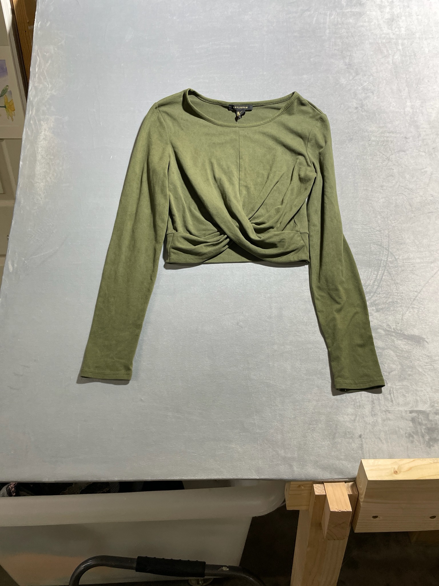 Olive Green Knit Cropped Top