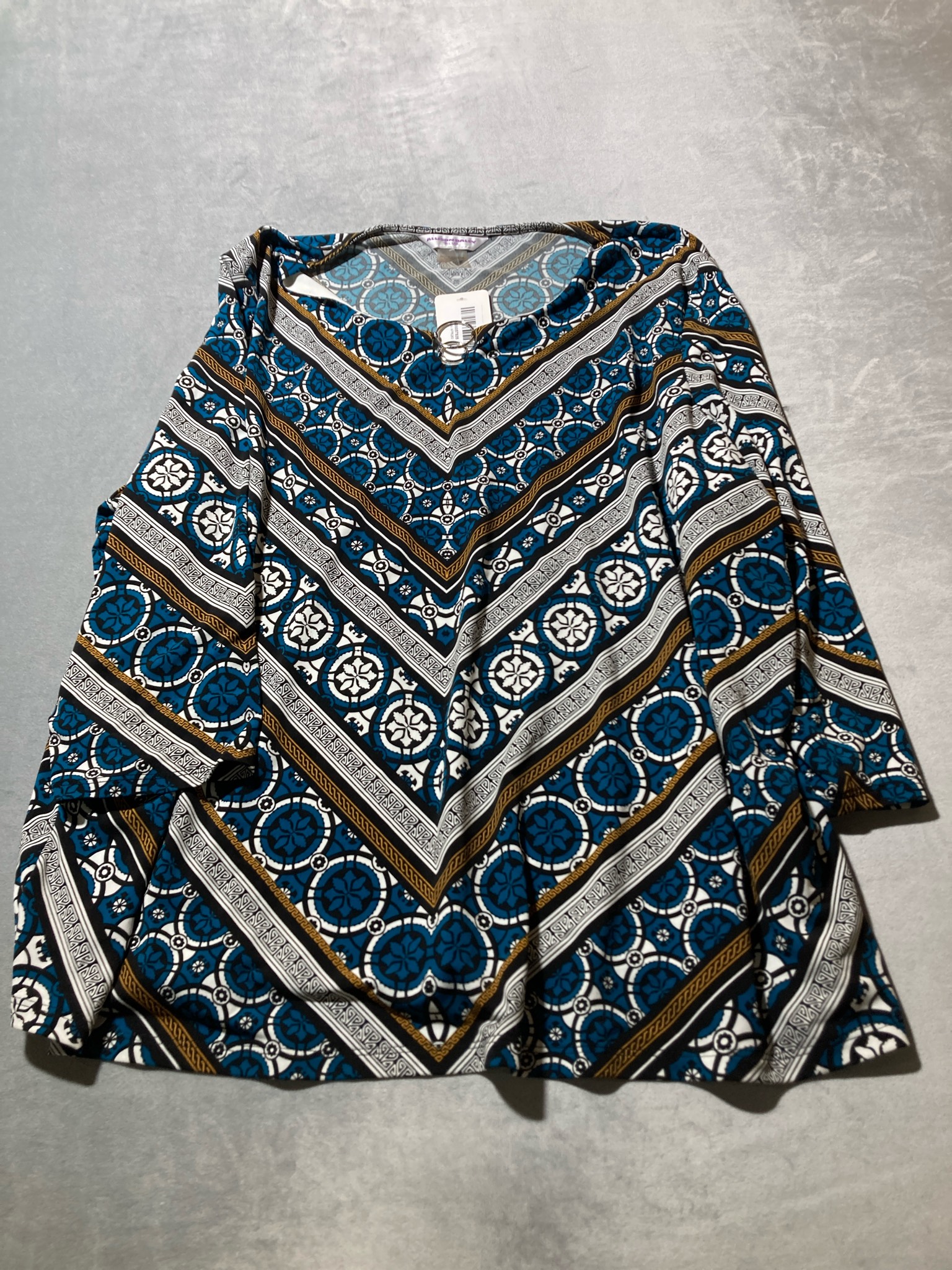 Allison Daley Teal Geometric Lightweight Knit Top Size 2X