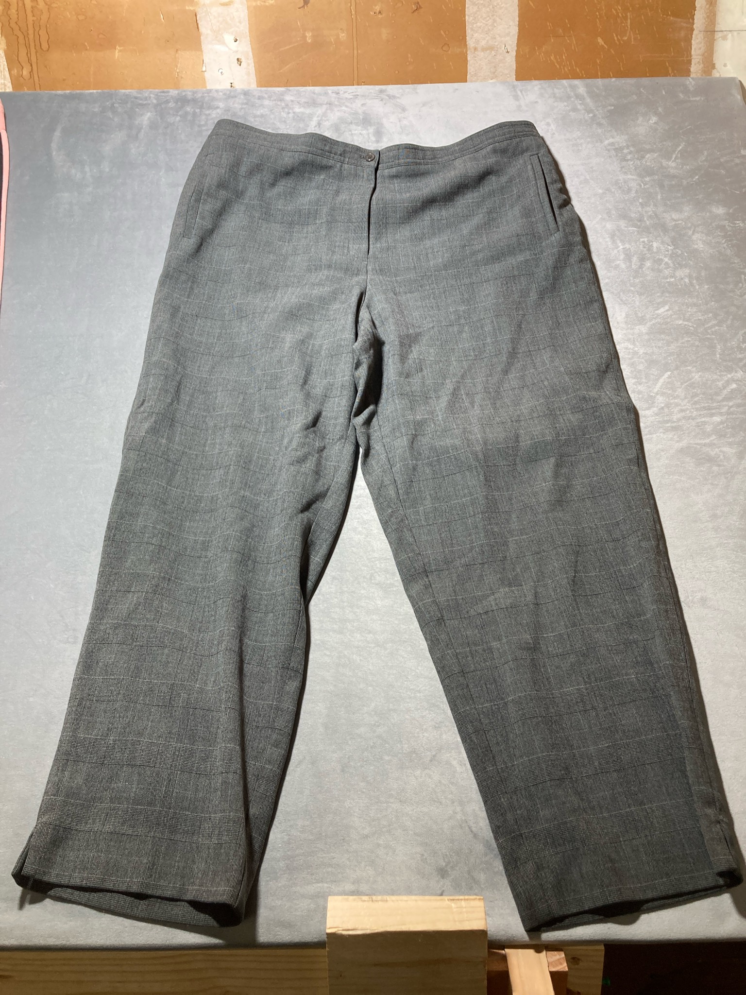 Charcoal Gray Plaid Polyester Blend Pants Size 22W