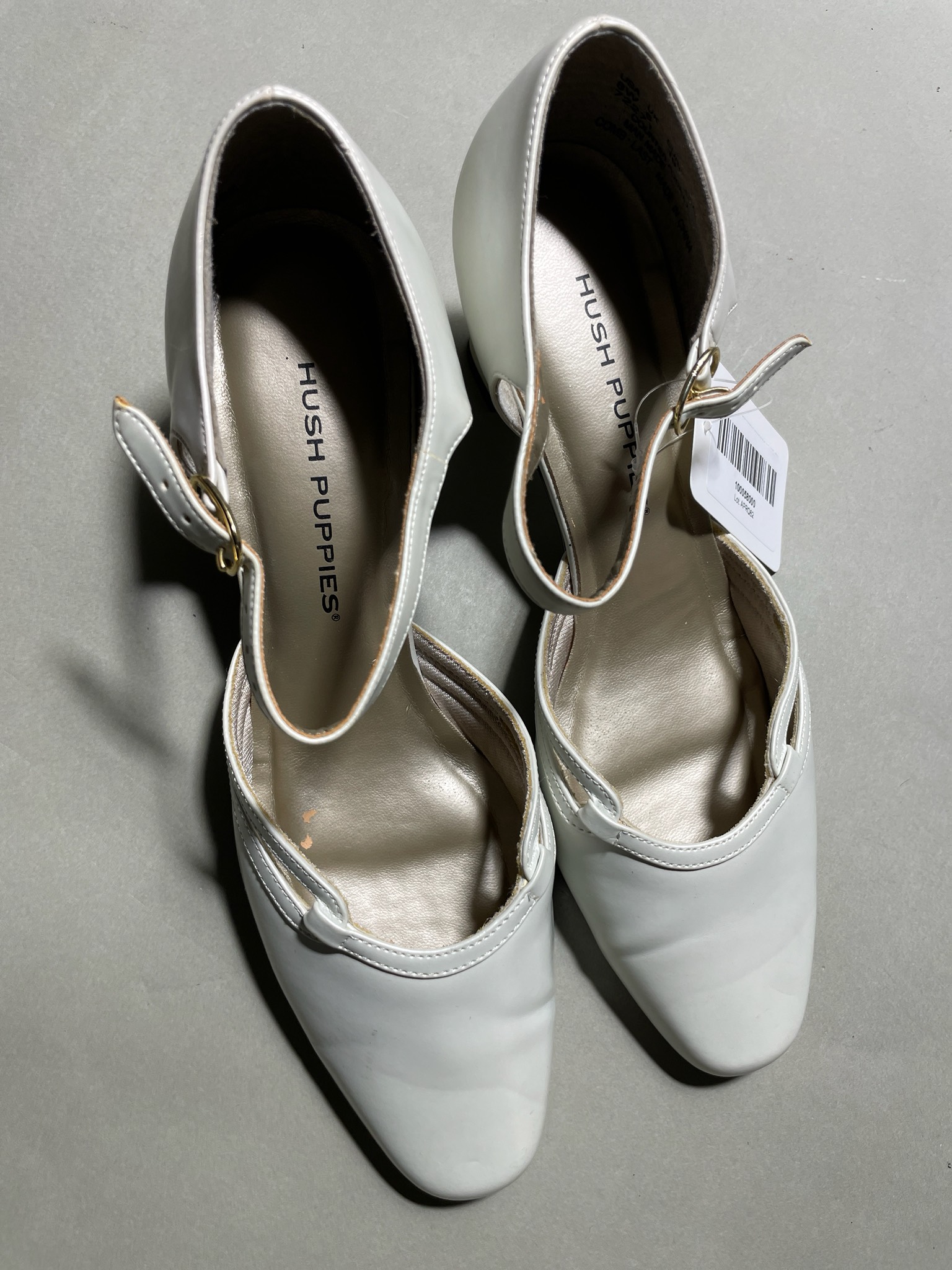 Hush Puppies White Ankle-Strap Block Heel Pumps Size US 8W