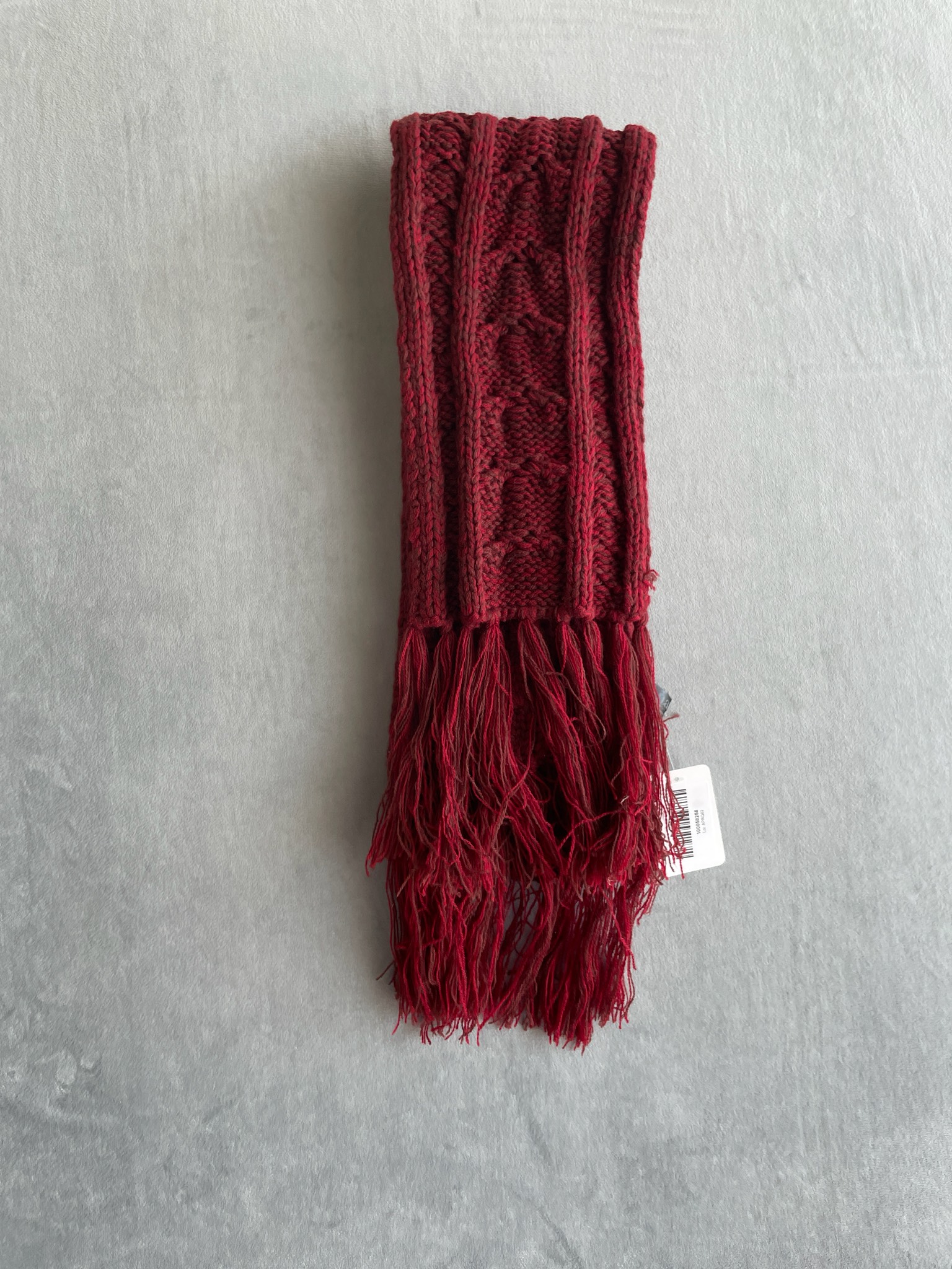 ana Burgundy Cable Knit Scarf
