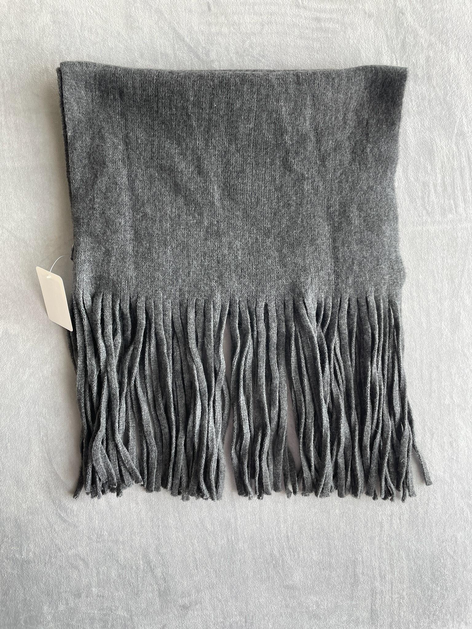 Lucky Brand Charcoal Grey Fringed Knit Scarf