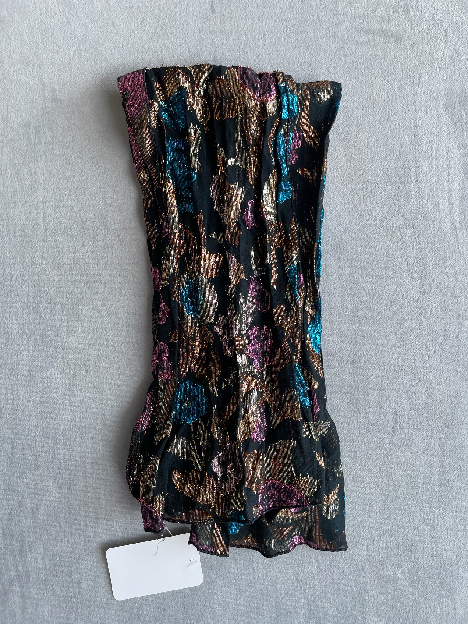 Black Metallic Animal Print Strapless Dress
