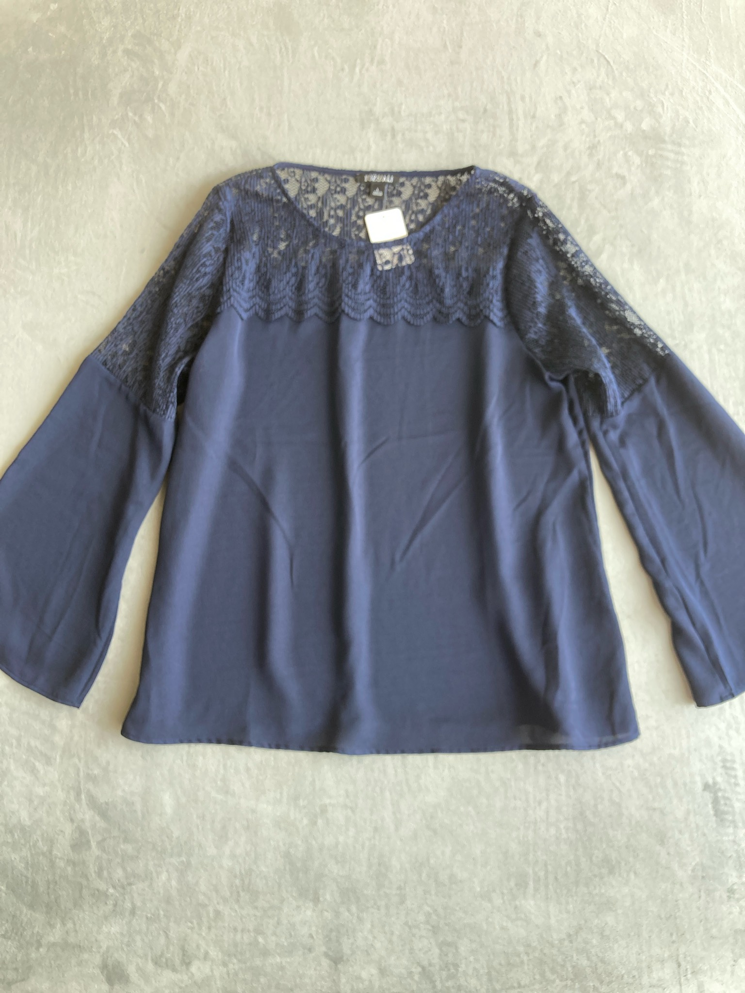 Roz & Ali Navy Lace Blouse Size L