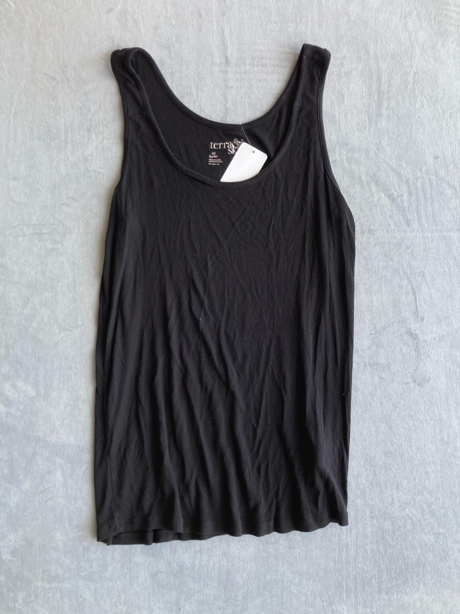terra & sky Black Ribbed Knit Tank Top Size 0X (14W)